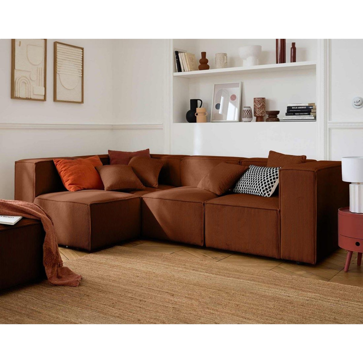 LISA DESIGN Arty - canapé modulable d'angle gauche 4 places - en velours côtelé