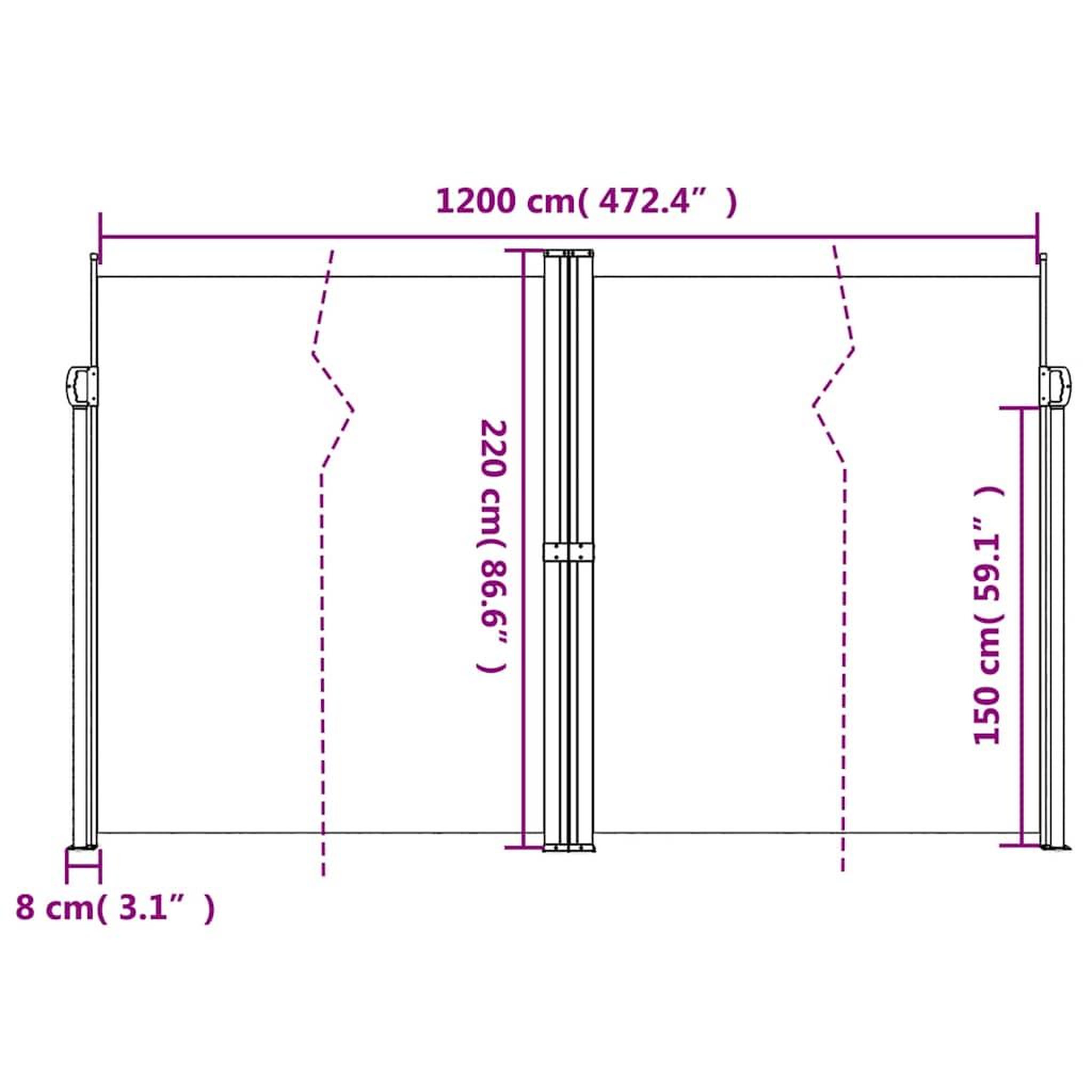 Voir la diapositive 6 : VIDAXL Auvent lateral retractable Anthracite 220x1200 cm
