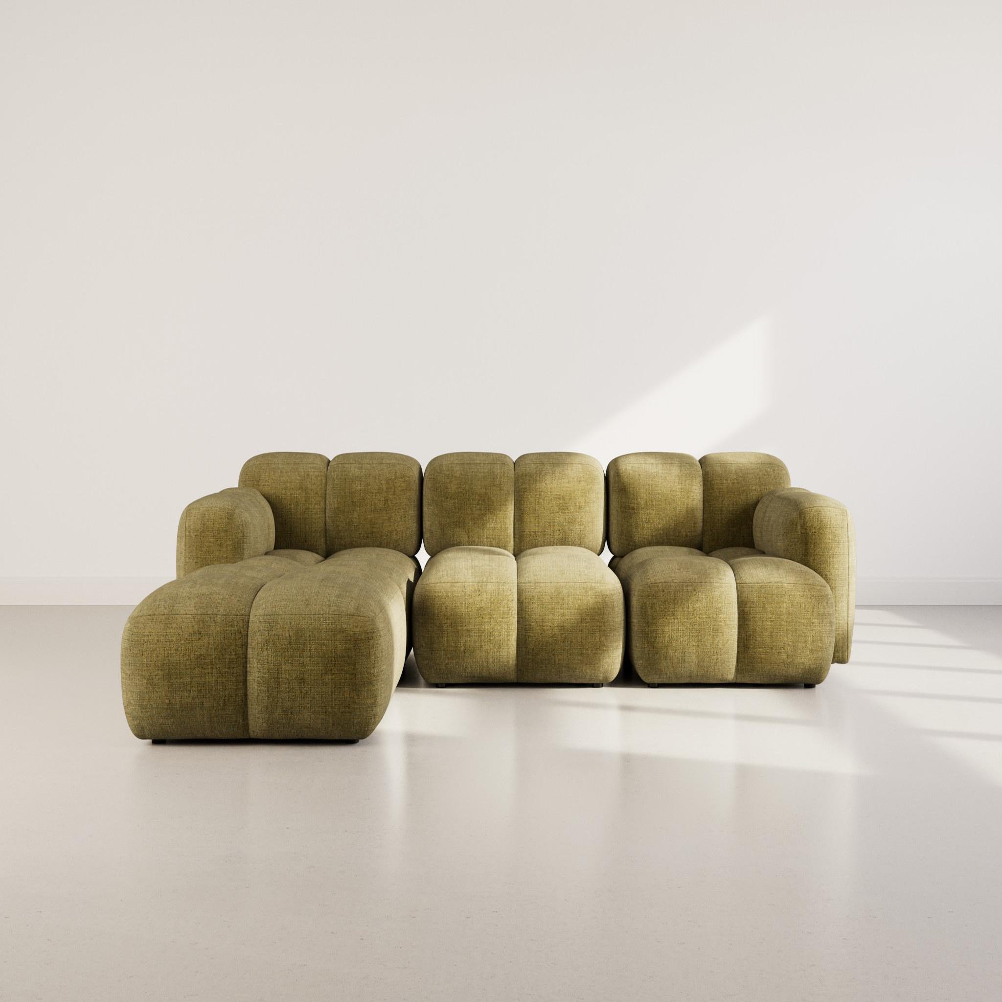 Voir la diapositive 2 : BEST MOBILIER Grace - canapé modulable d'angle réversible 4 places en velours texturé