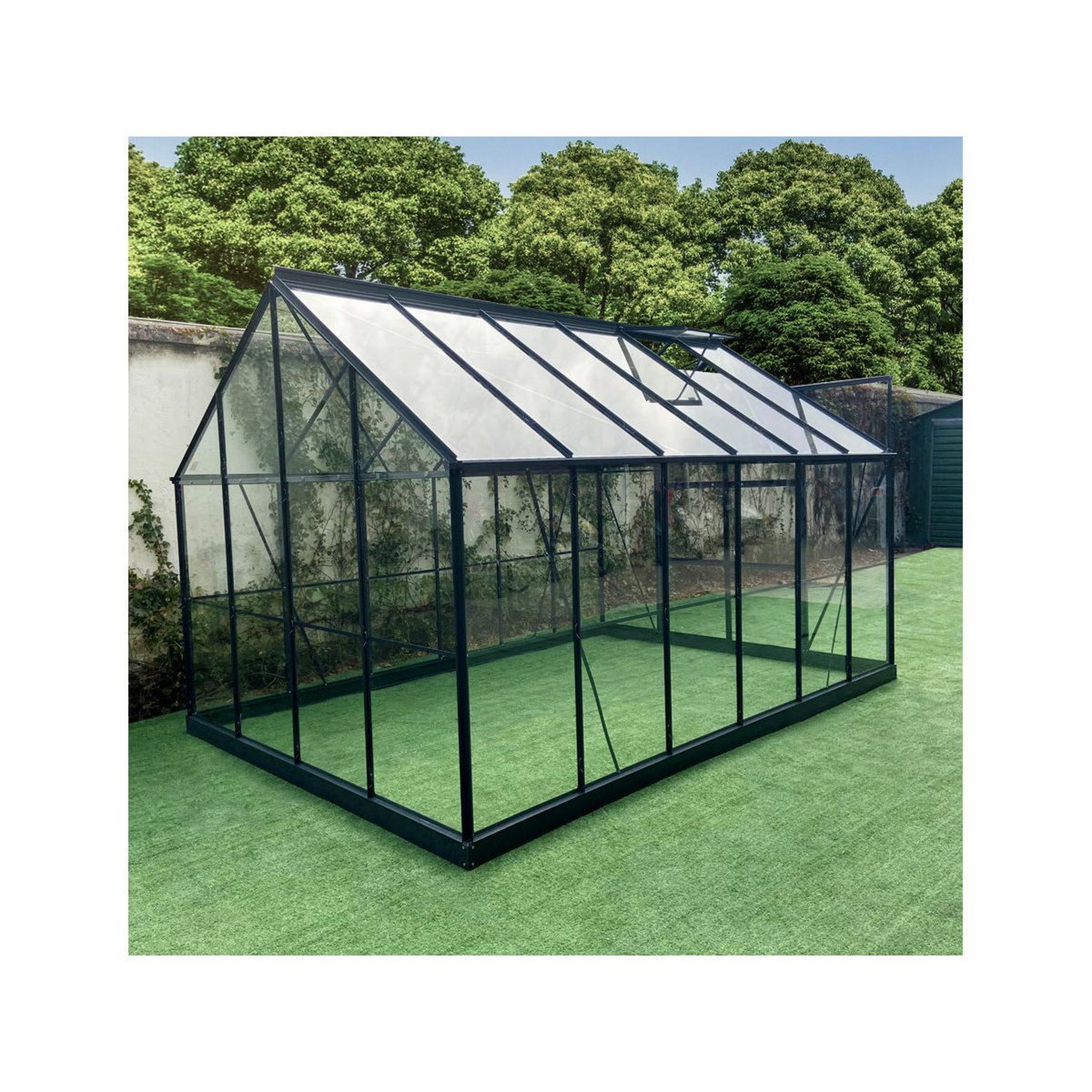 GREEN PROTECT Serre de jardin en verre trempé 8,98m² 
