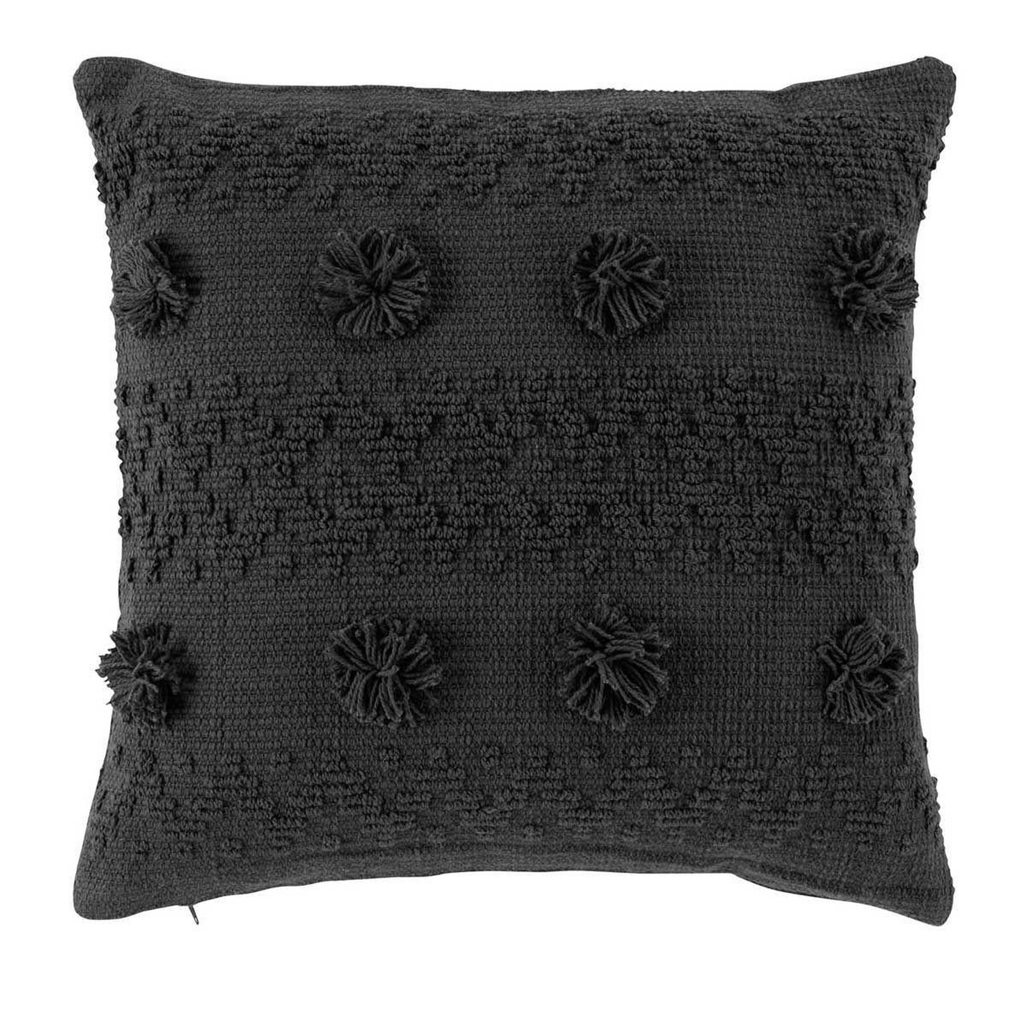Douceur d'Intérieur Coussin déco à pompons  alenia  40x40cm anthracite