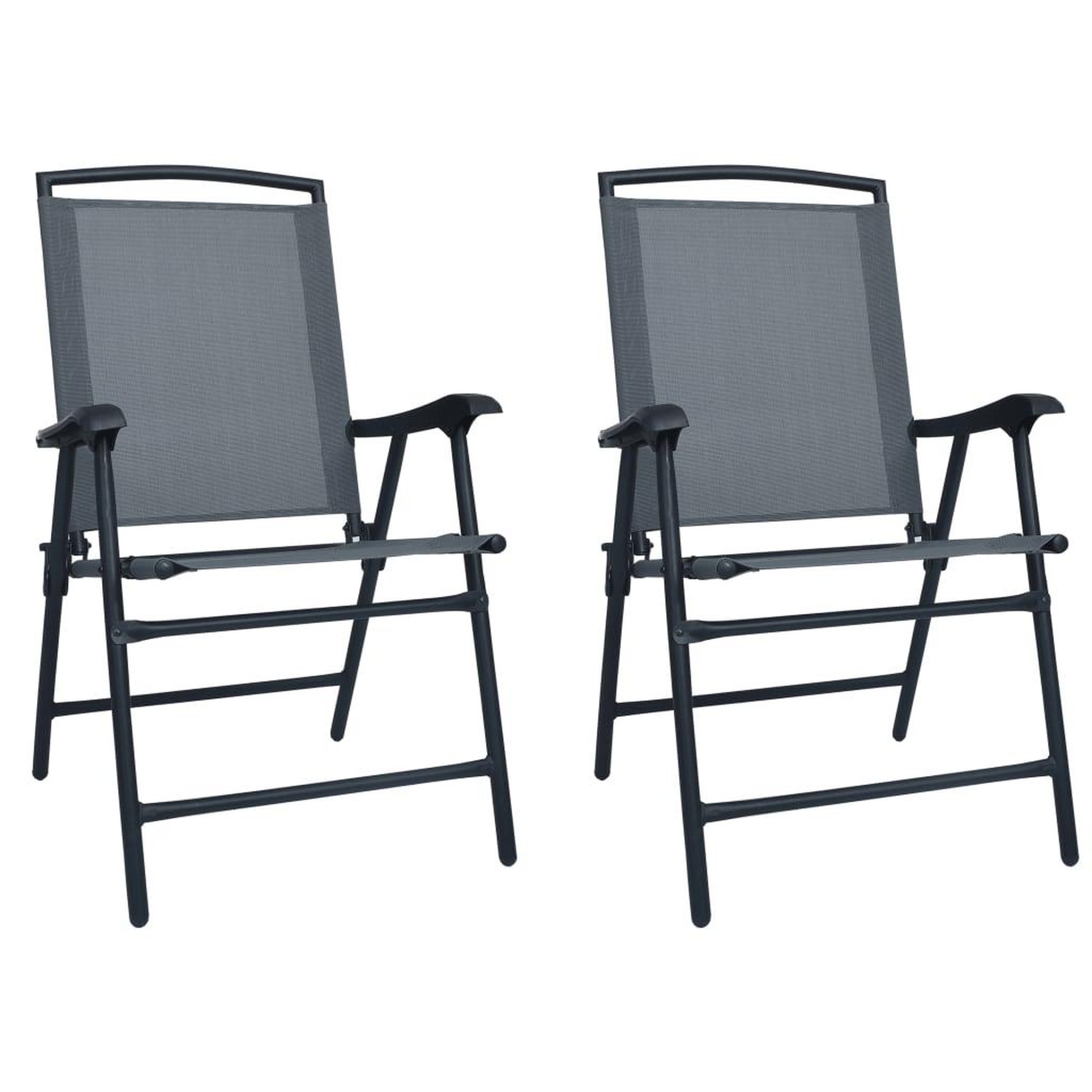 Voir la diapositive 1 : VIDAXL Chaises de jardin pliables lot de 2 Textilene Gris