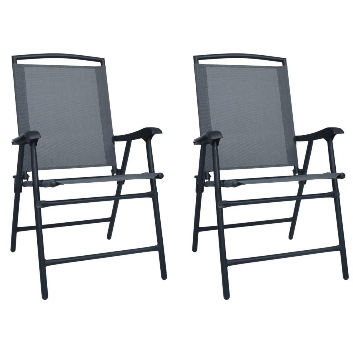 VIDAXL Chaises de jardin pliables lot de 2 Textilene Gris