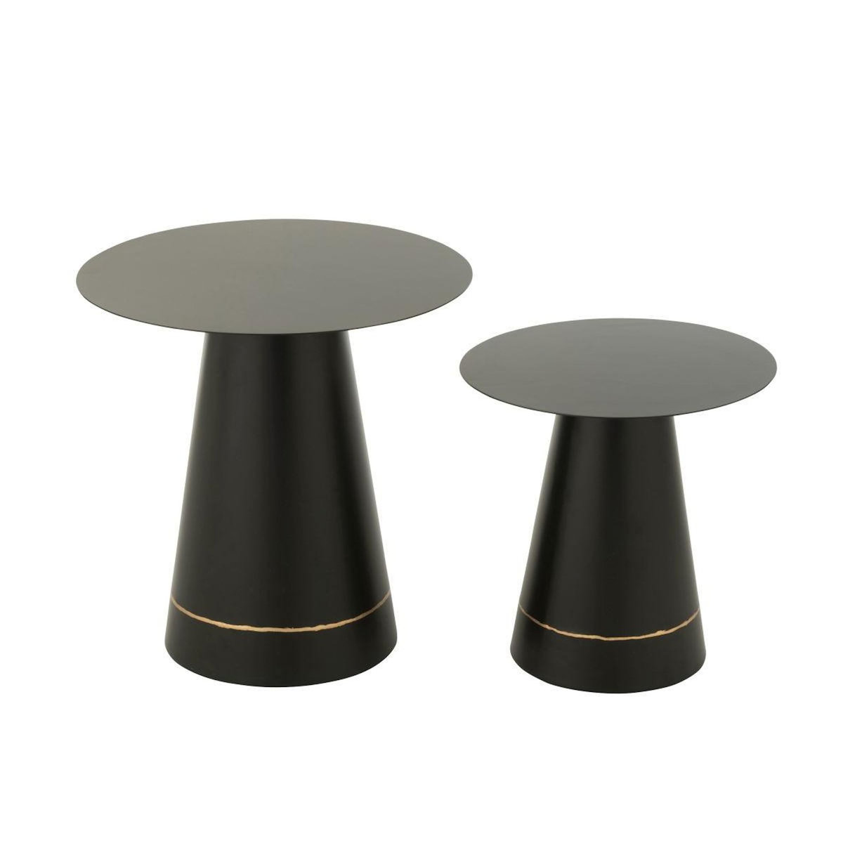 Paris Prix Lot de 2 Tables d'Appoint en Métal  Border  50cm Noir