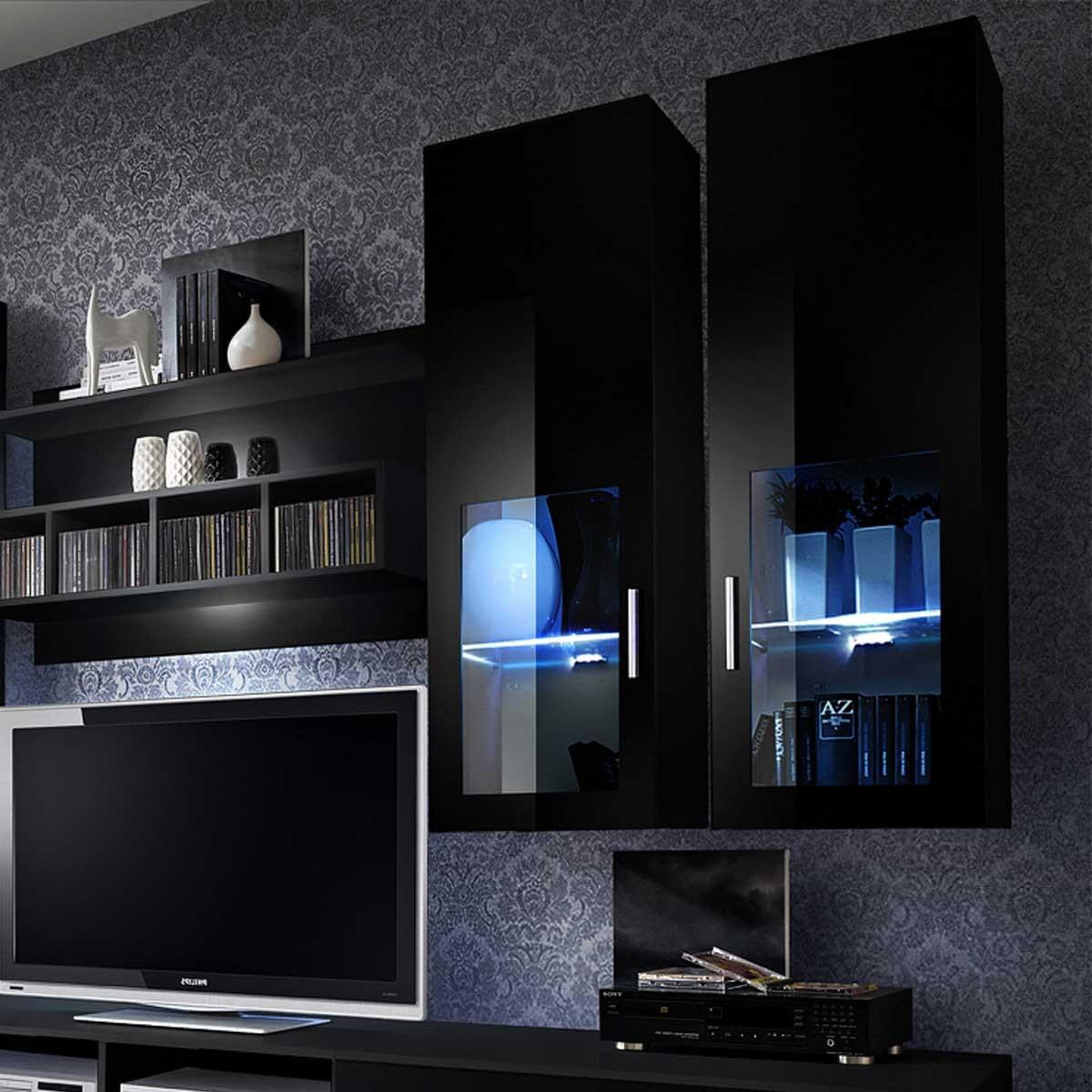 Voir la diapositive 2 : Paris Prix Meuble tv mural design  lyra  300cm noir