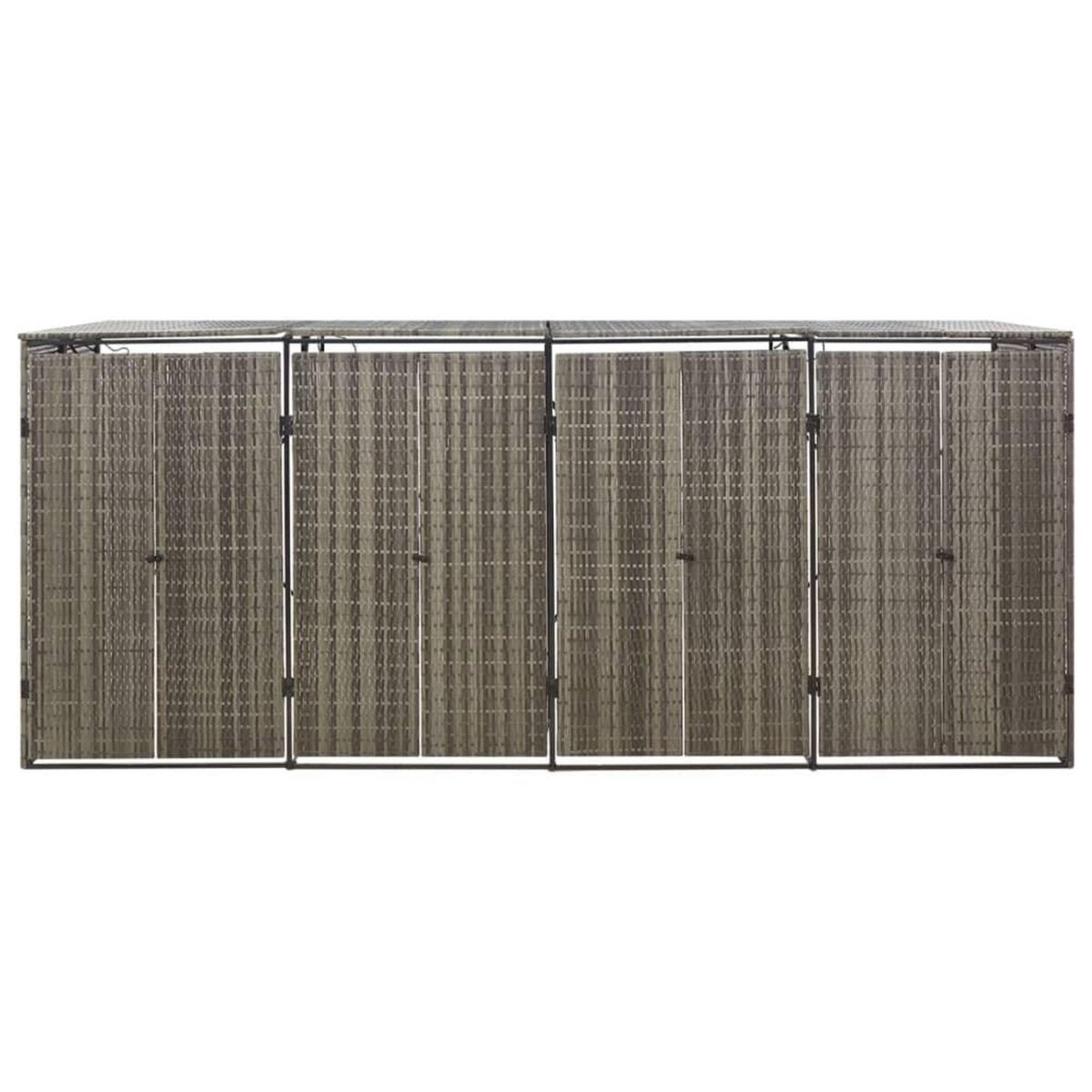 VIDAXL Abri pour poubelle quadruple Gris 274x80x117 cm Resine tressee