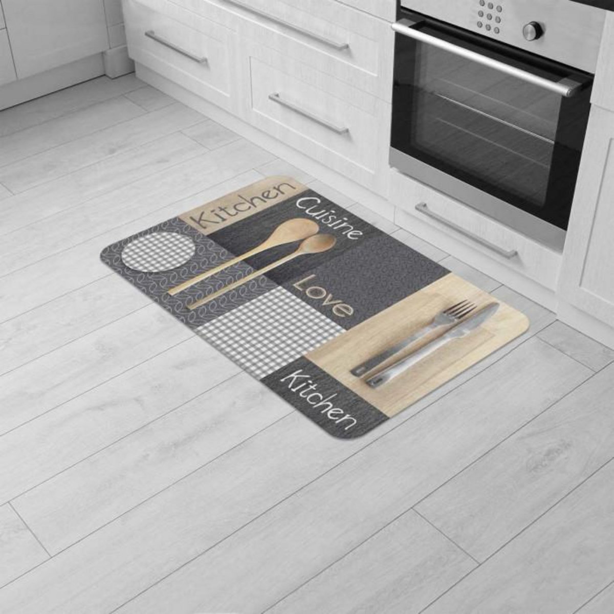 Paris Prix Tapis de Cuisine Mousse  Cantine  45x75cm Gris