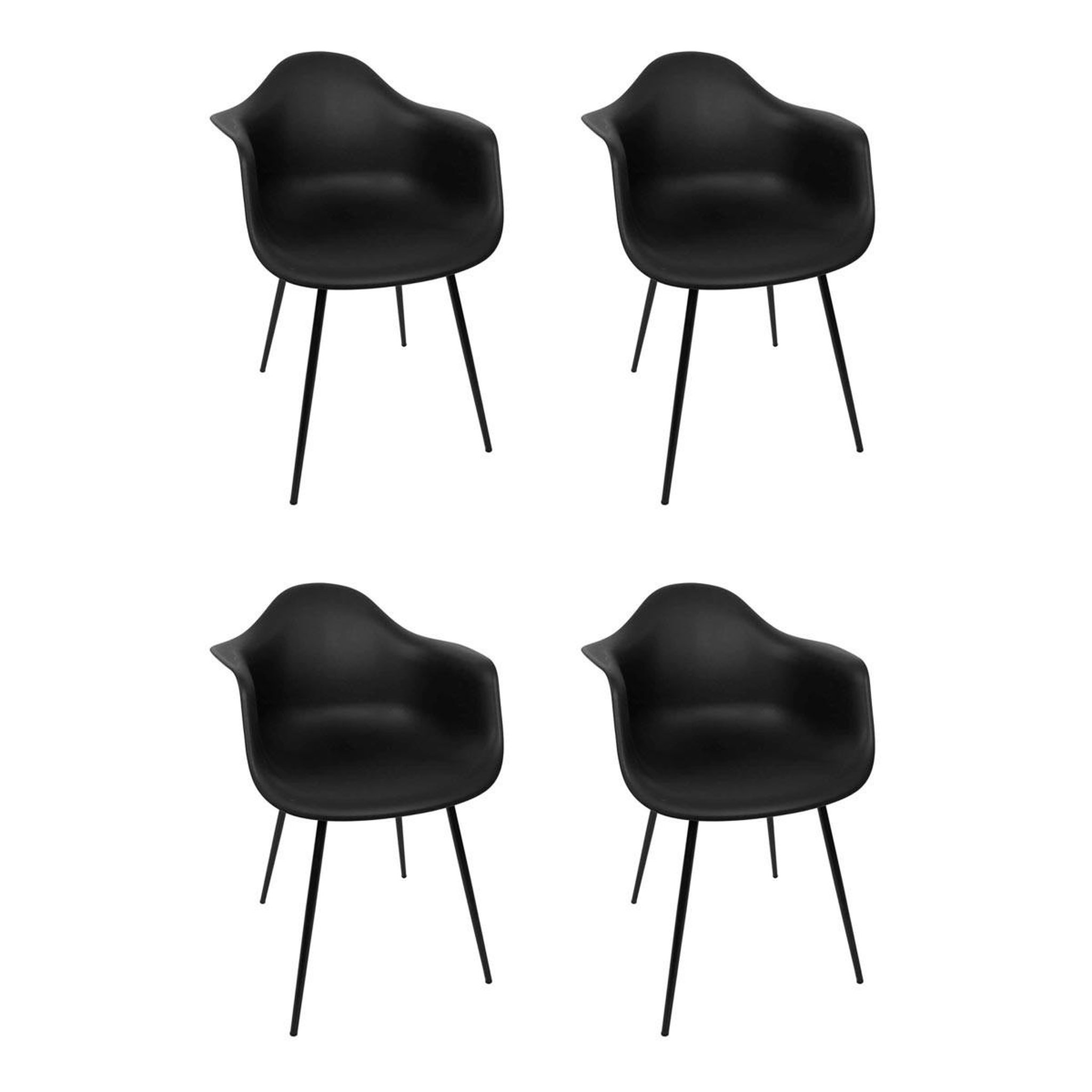 The Home Deco Factory Lot de 4 chaises fauteuil  gustav  85cm noir