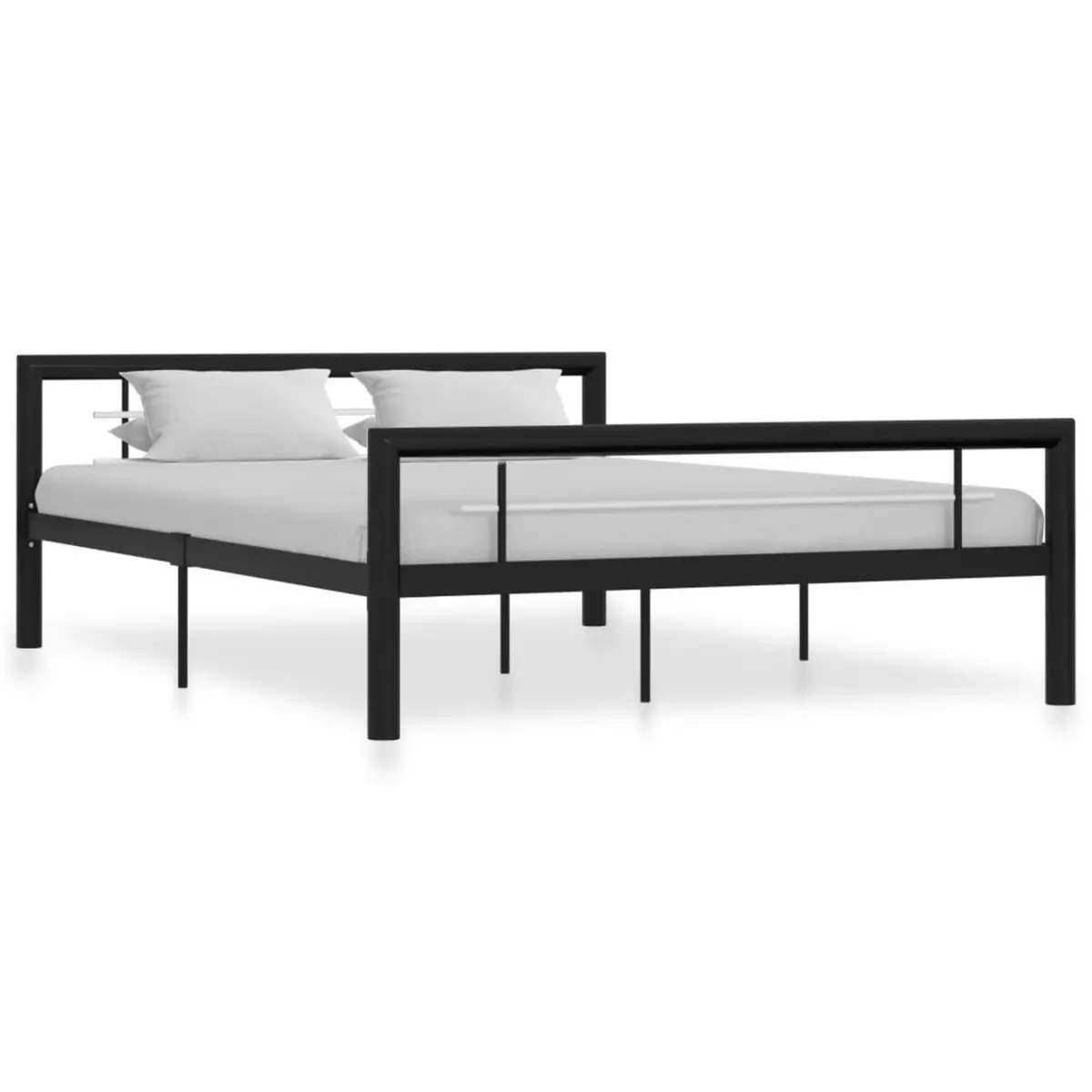 VIDAXL Cadre de lit Noir et blanc Metal 160 x 200 cm