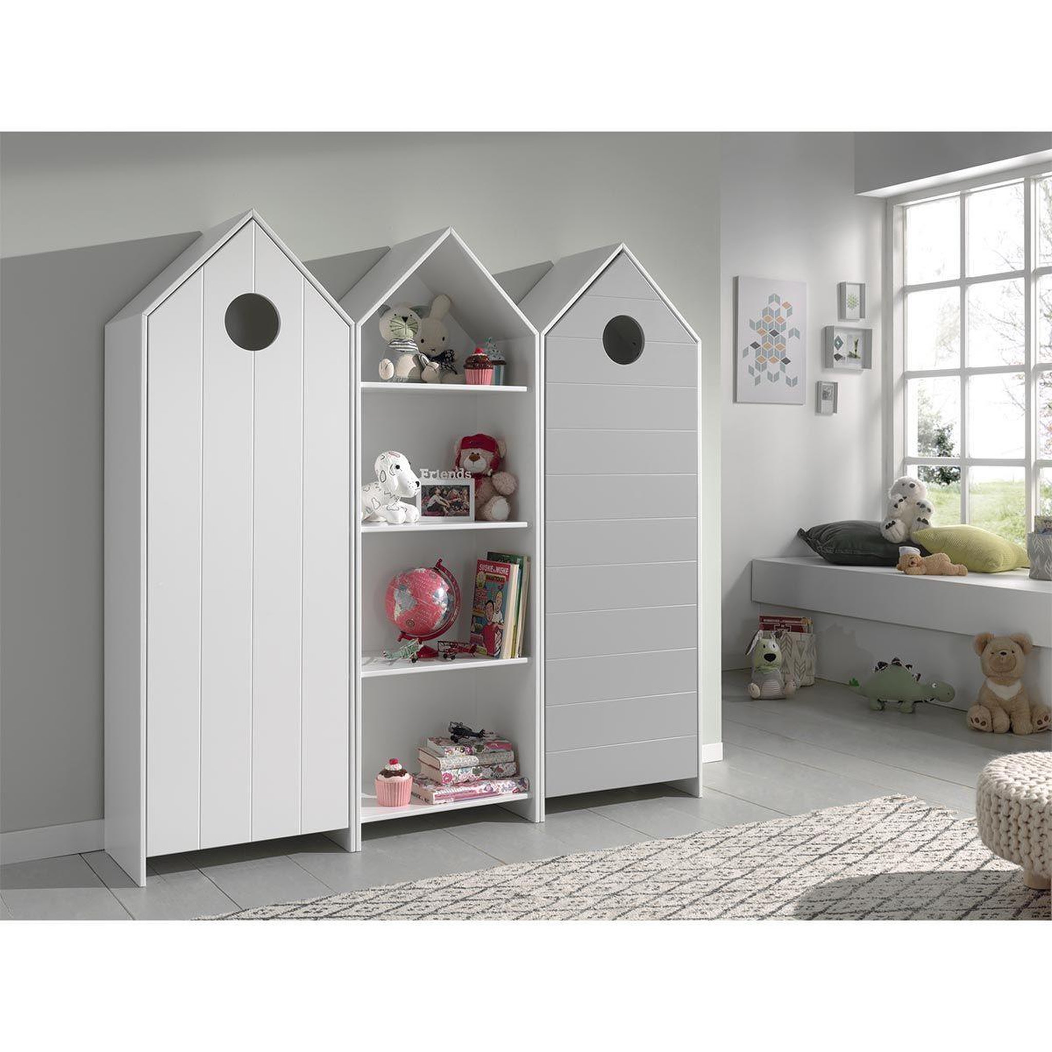 Paris Prix Pack - étagère enfant & 2 armoires  casami  blanc & gris