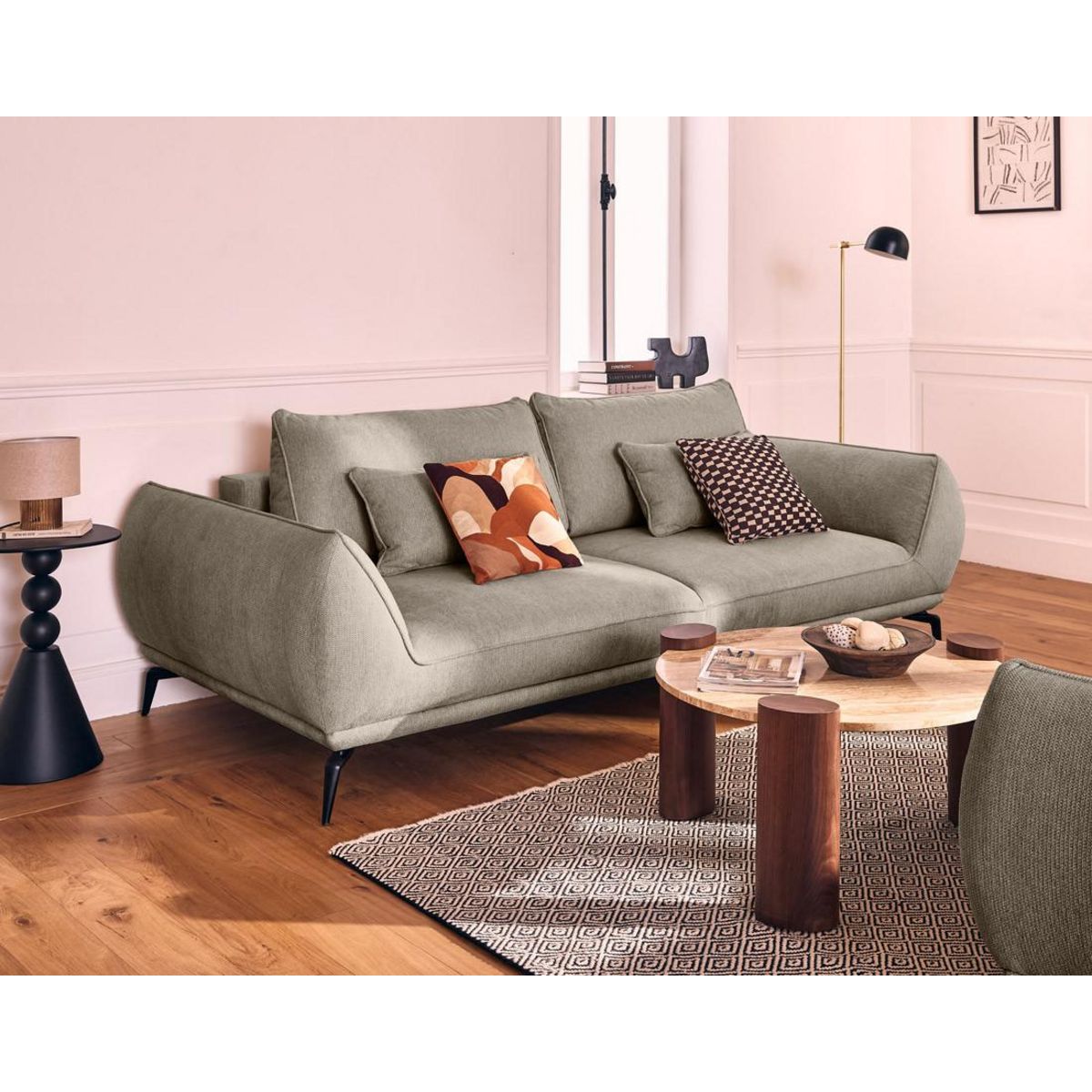 LISA DESIGN Arica - canapé droit 3 places convertible en tissu texturé