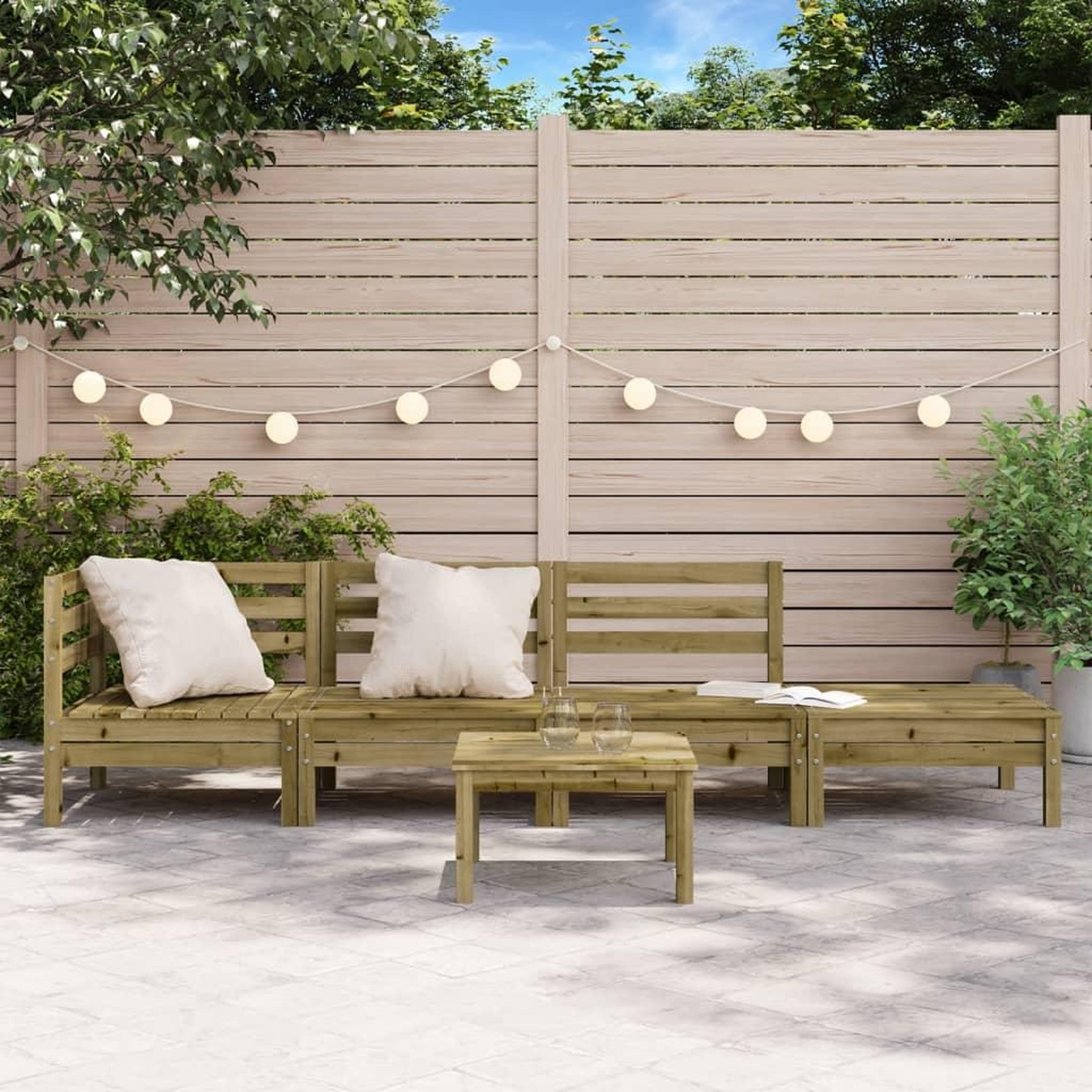 Voir la diapositive 3 : VIDAXL Canape de jardin 4 places bois de pin impregne