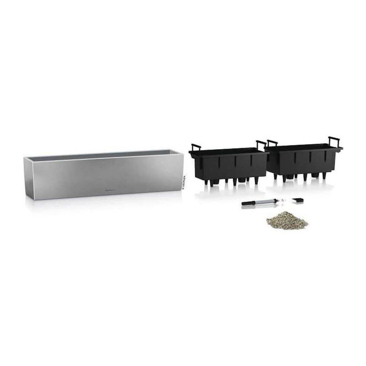 LECHUZA Pot de fleur LECHUZA Balconera Steel 80, gris perle satiné