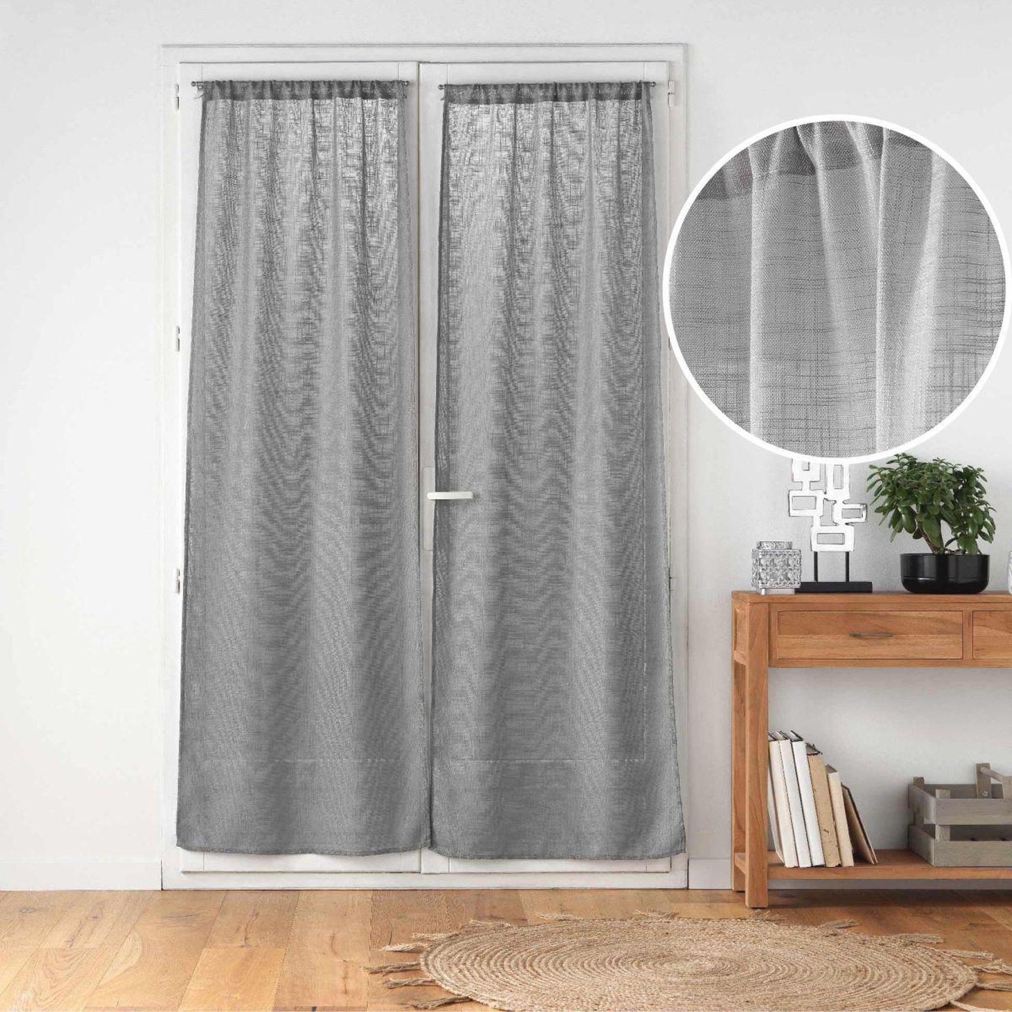 Voir la diapositive 5 : Douceur d'Intérieur Paire de voilages passe-tringle  haltona  70x240cm gris