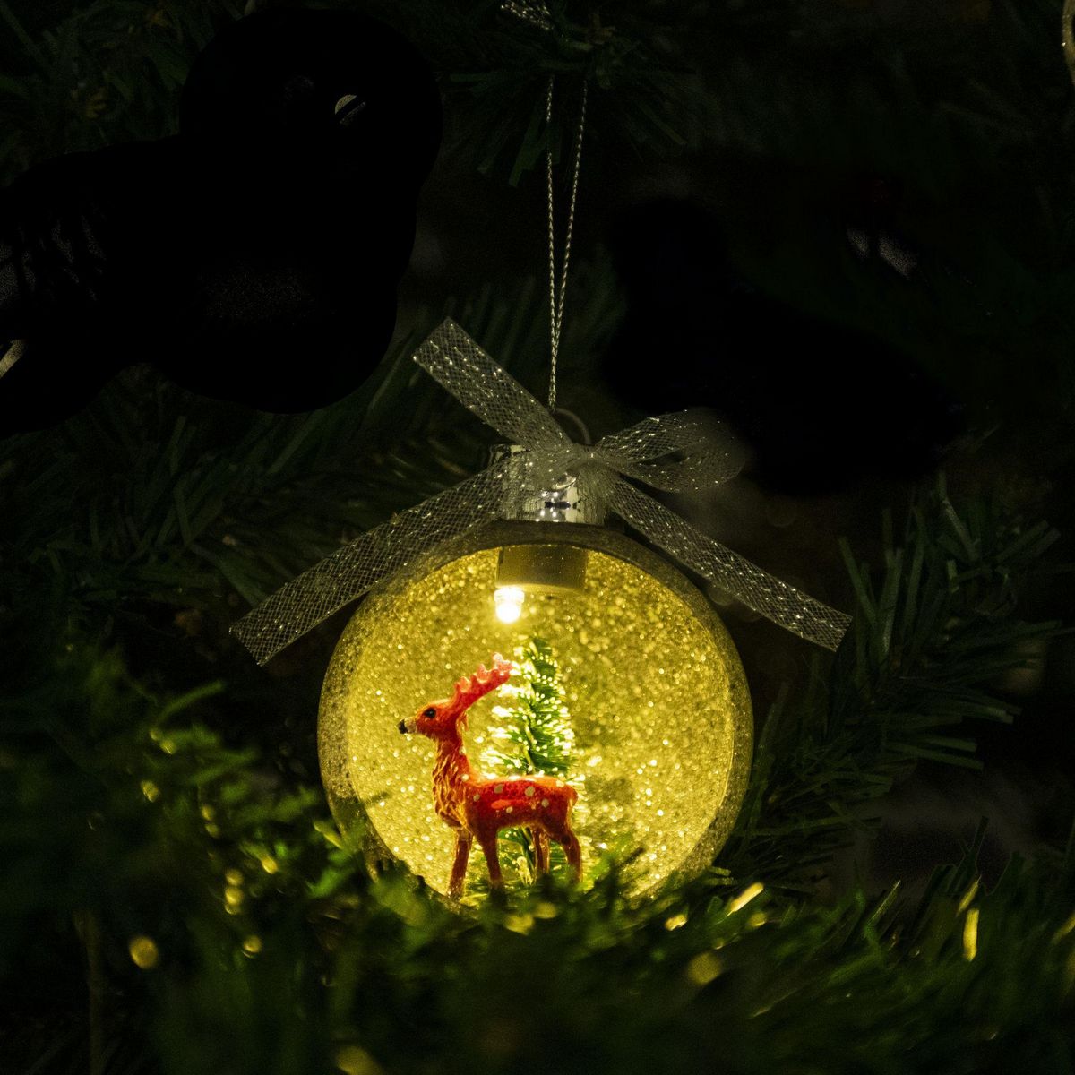 WERKAPRO Boule à neige de renne lumineuse