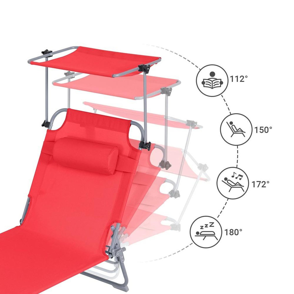 SOBUY SoBuy - Chaise Longue Réglable Pare-Soleil - Fonctionnel - OGS48