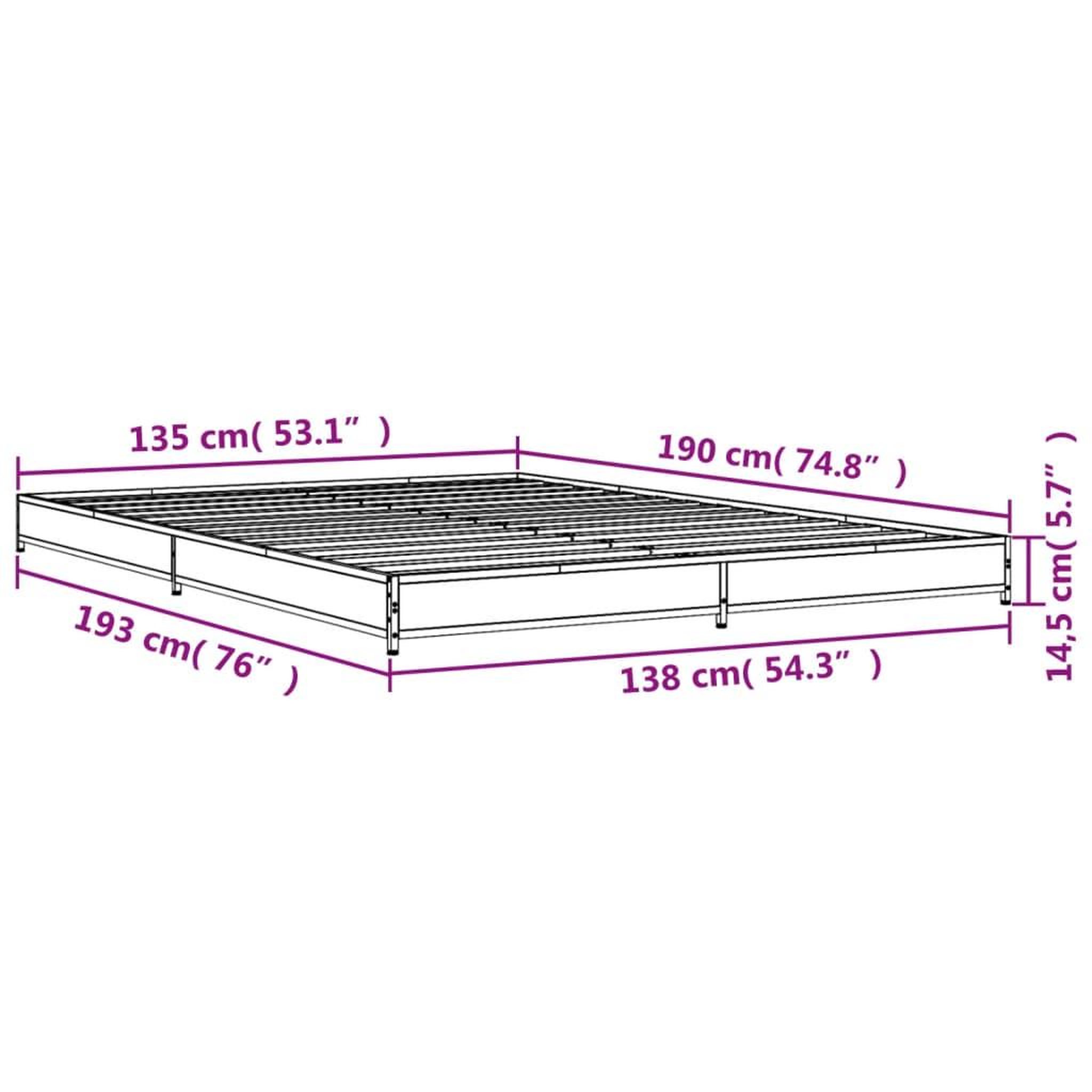 Voir la diapositive 6 : VIDAXL Cadre de lit sans matelas noir 135x190 cm