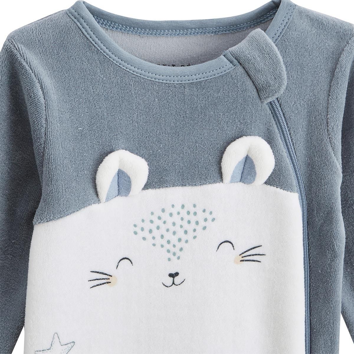 Petit Béguin Pyjama bébé en velours ouverture zippée Rêverie