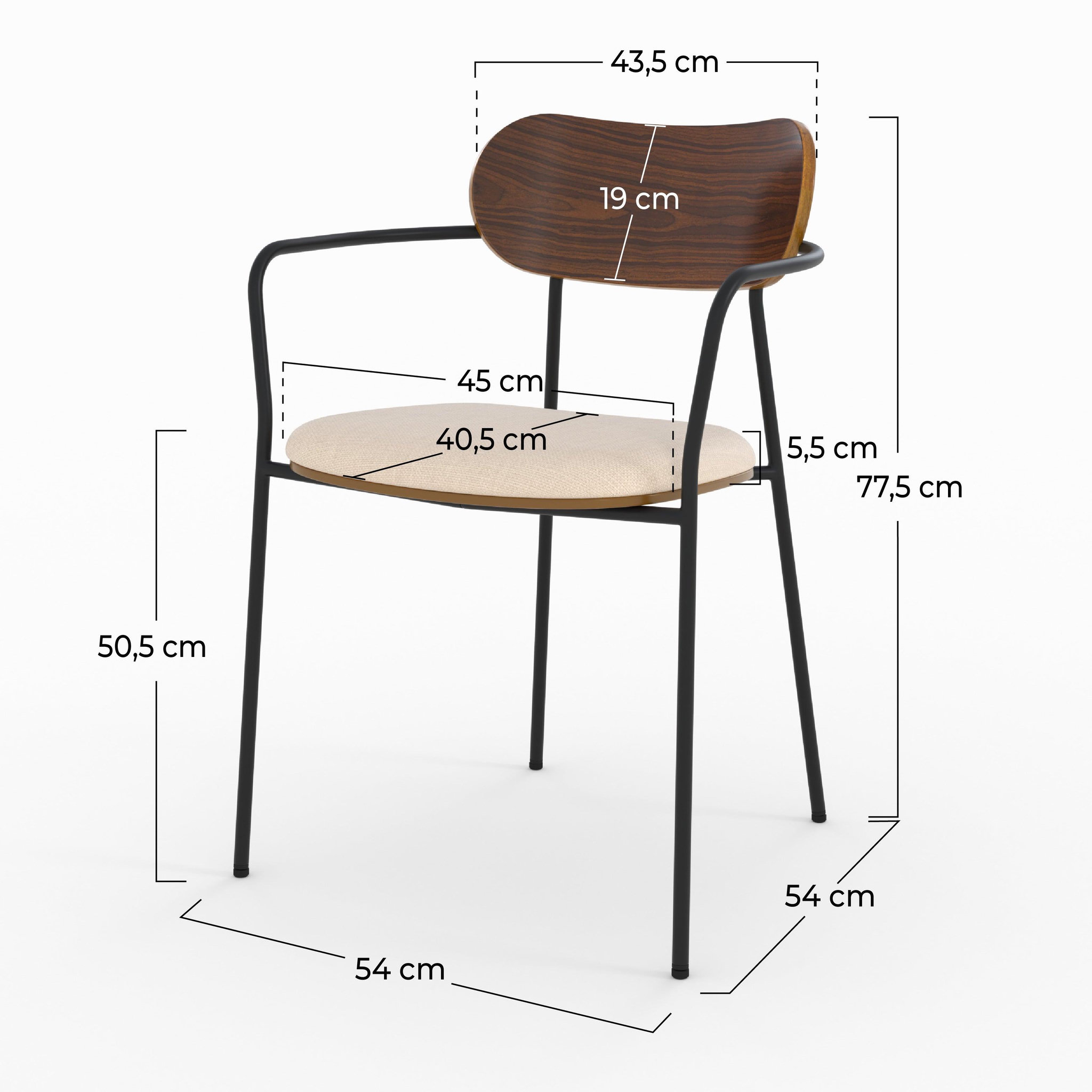 Voir la diapositive 4 : MAISON PAVANE Lot de 2 chaises en tissu beige et placage en bois foncé-marine