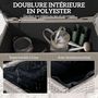 Voir la diapositive 4 : OUTSUNNY Coffre de jardin en résine tressée 184L - 2 roues, poignée, vérins gaz - dim. 102 x 52 x 52 cm - gris