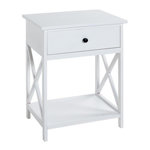Paris Prix Table d'Appoint 1 Tiroir Design  Guda  60cm Blanc