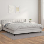 VIDAXL Sommier a lattes de lit avec matelas Blanc 200x200cm Similicuir