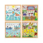EDUCO Puzzle en bois - Puzzle nature et climat - le lot de 4 puzzles - jeu Montessori