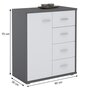 IDIMEX Buffet OSCAR, commode meuble de rangement avec 4 tiroirs et 1 porte, en mélaminé gris mat et blanc mat