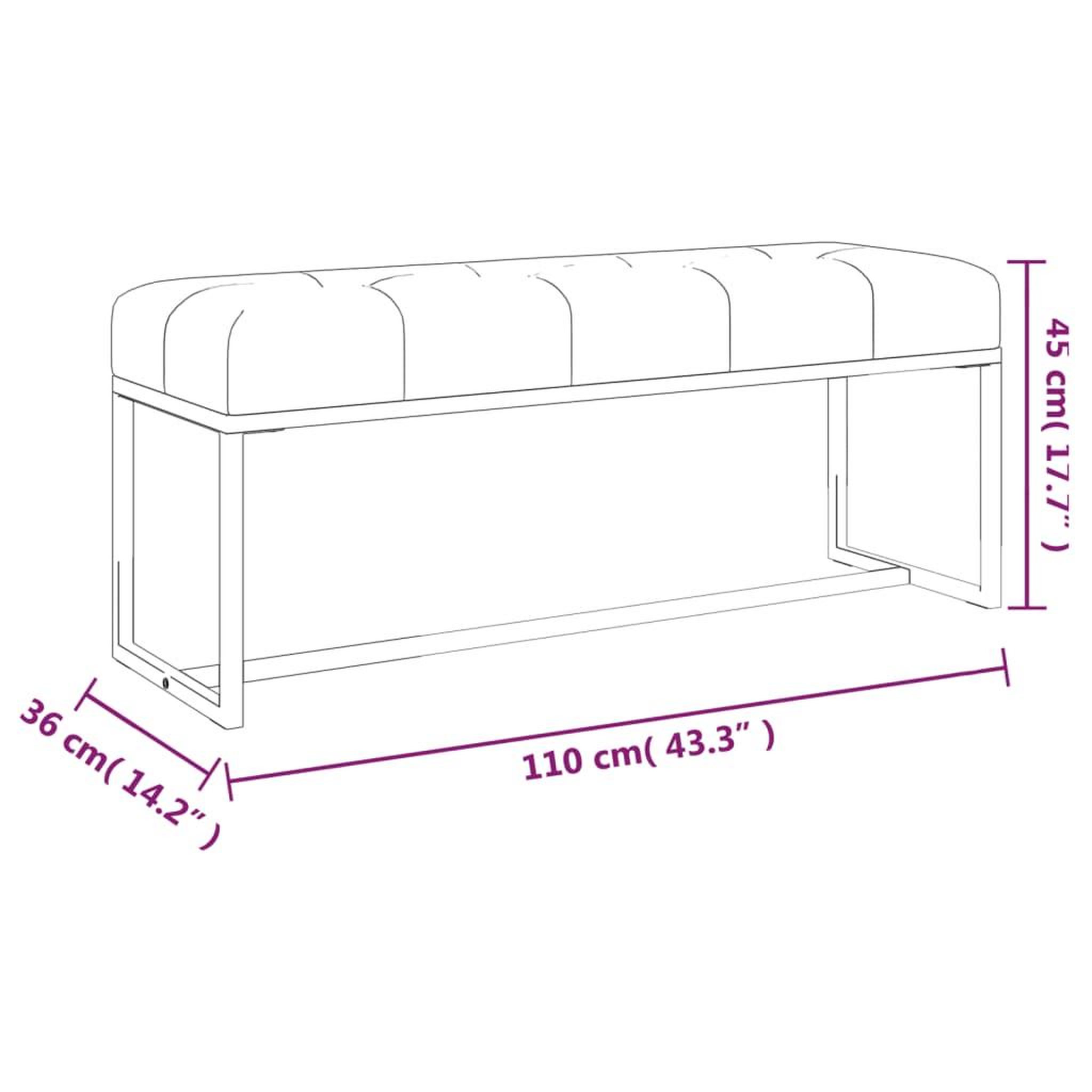 Voir la diapositive 6 : VIDAXL Banc Beige 110x36x45 cm Velours