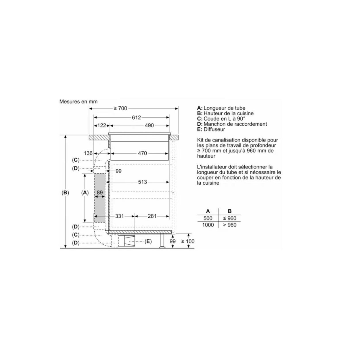 Neff Table de cuisson aspirante induction 71cm 7400w 4 feux - V57THQ4L0