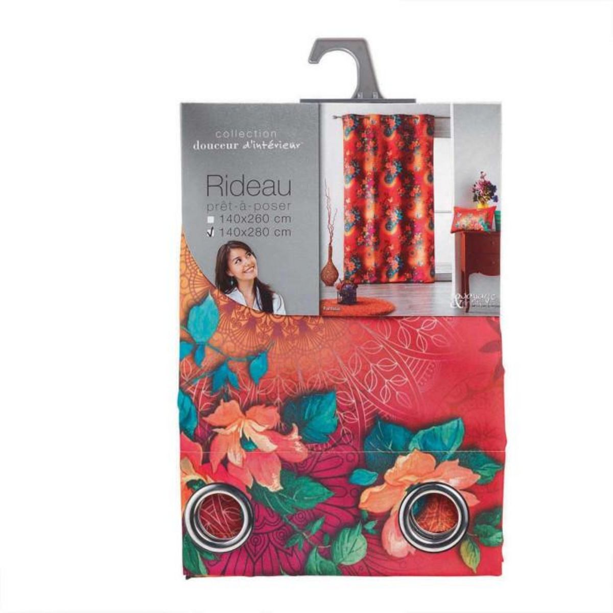Paris Prix Rideau Voilage à Œillets  Fantasia  140x280cm Orange