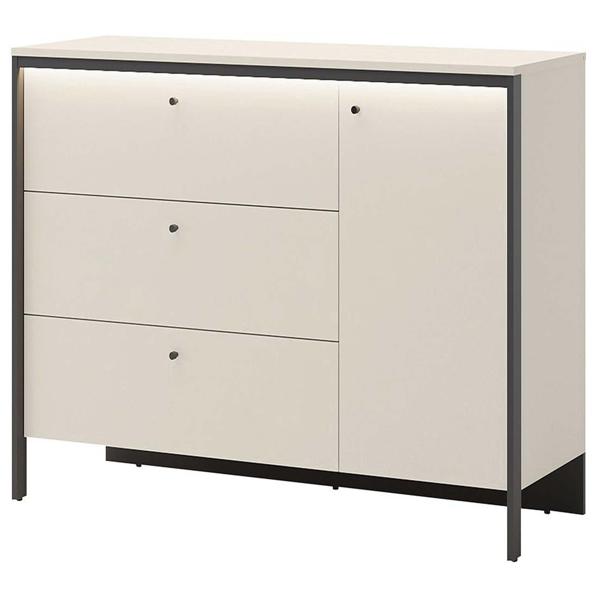 Voir la diapositive 1 : BEST MOBILIER Kimi - commode 3 tiroirs et 1 porte - led inclus