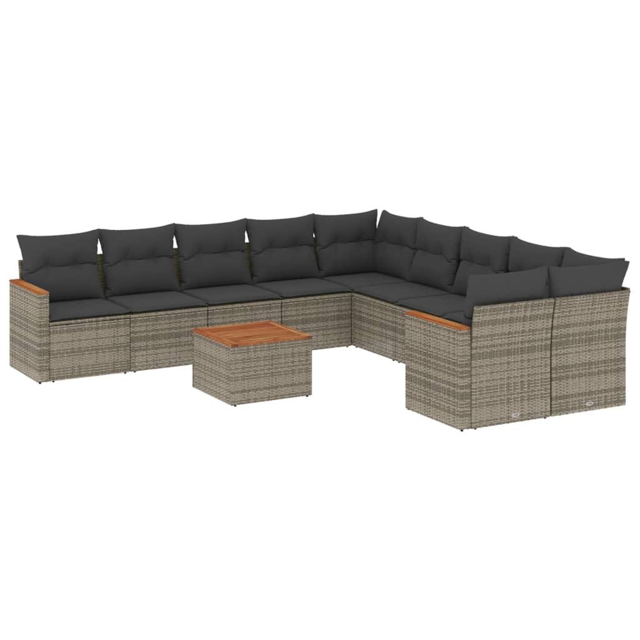 Voir la diapositive 2 : VIDAXL Salon de jardin 11 pcs avec coussins gris resine tressee