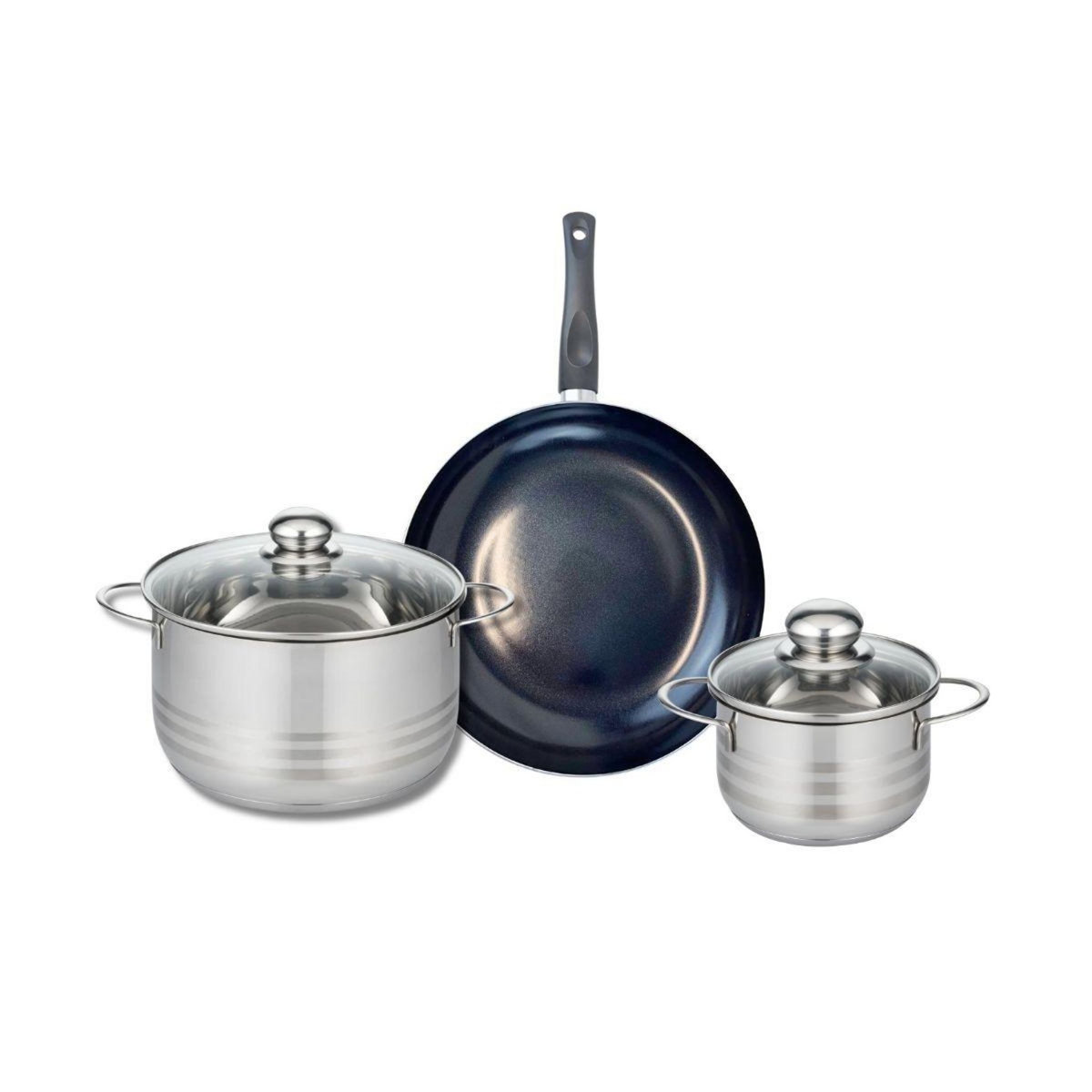 666 Barcelona Ensemble de 1 Poêle de cuisson 28 cm et 2 faitouts 16 et 24 cm Elo Prima Brillant