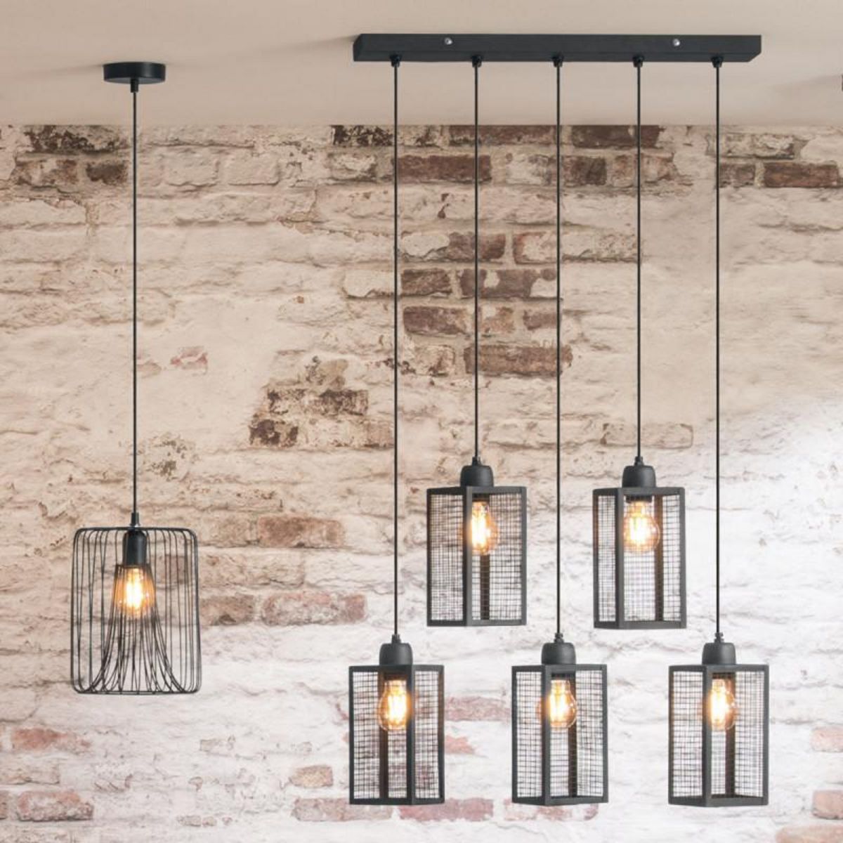 ATMOSPHERA Suspension style loft new-yorkais  Hune  métal noir Atmosphera