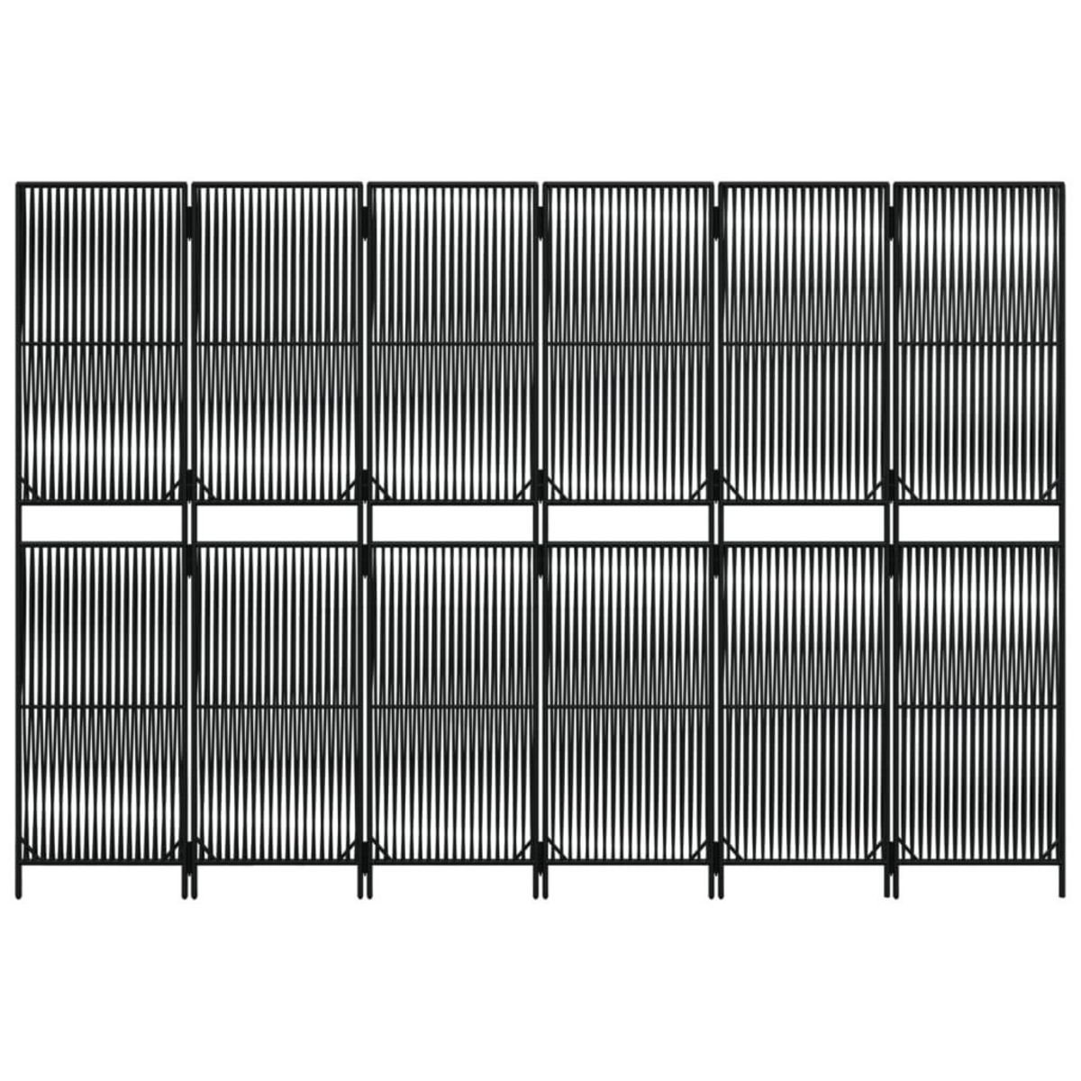 VIDAXL Cloison de separation 6 panneaux noir resine tressee