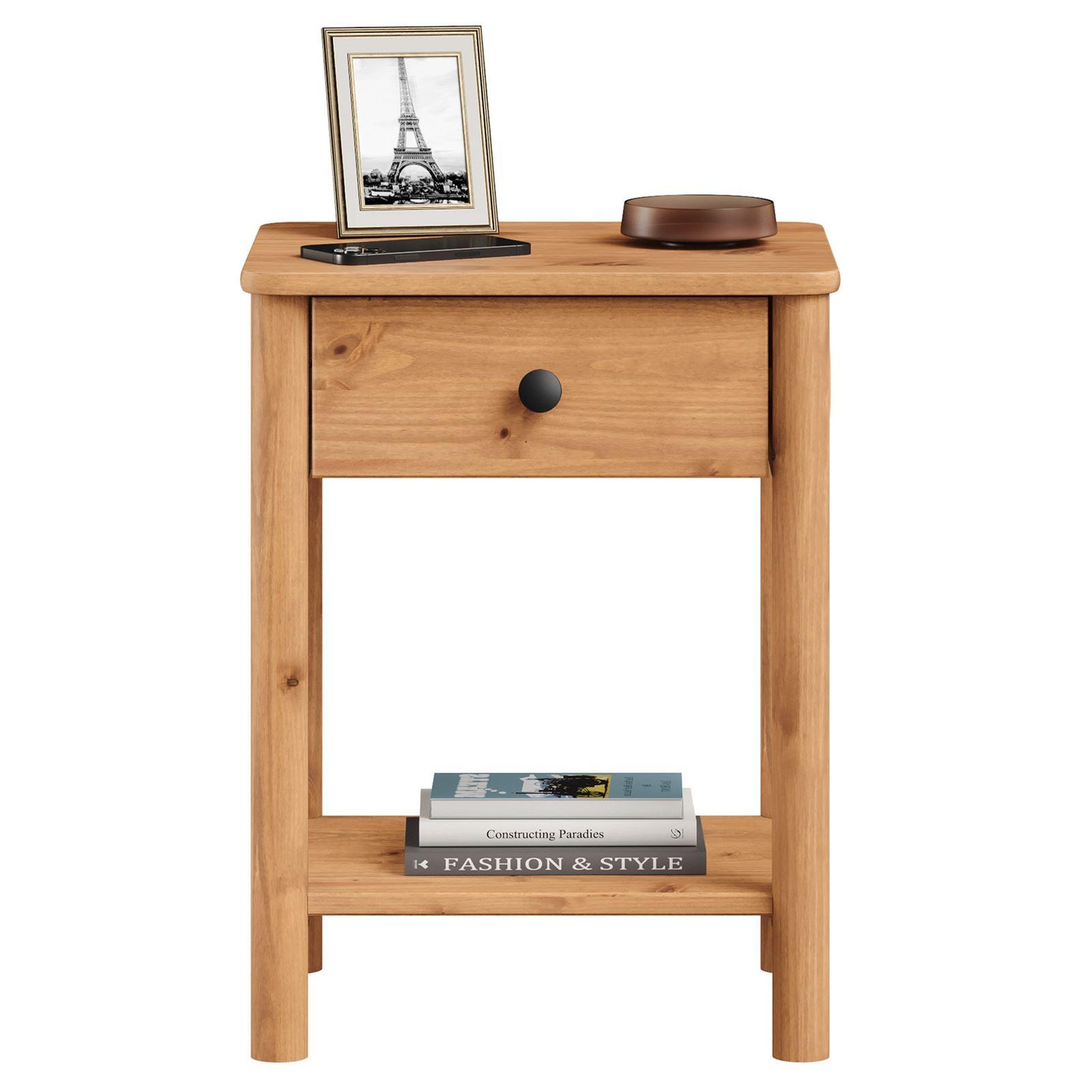 Voir la diapositive 4 : IDIMEX Table de chevet apoana avec tiroir en bois massif