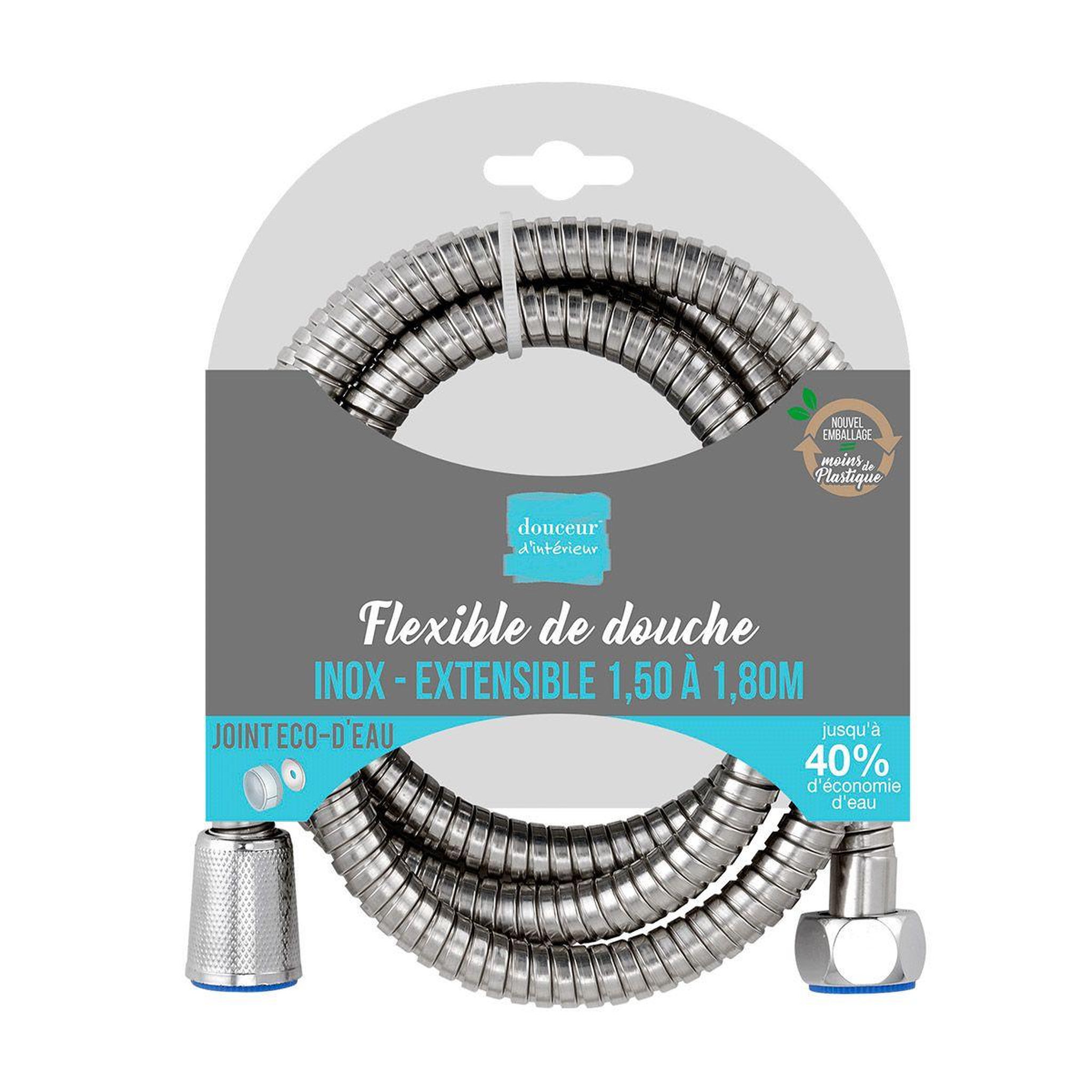 Voir la diapositive 2 : Douceur d'Intérieur Flexible de Douche  Extensible  1,5-1,8m Chrome