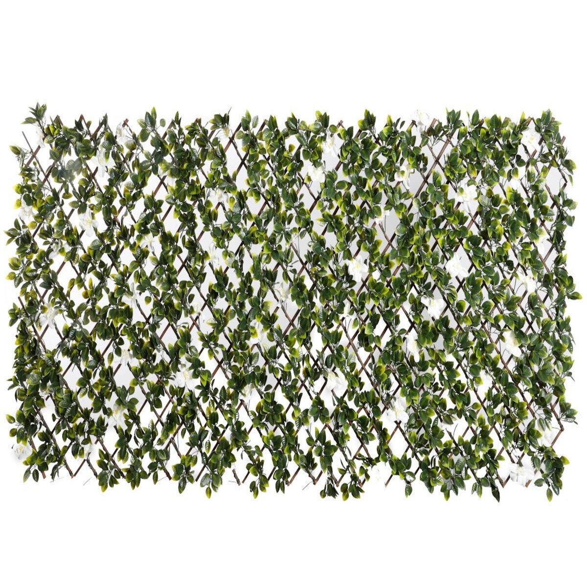 NATURE Treillis extensible en osier avec feuillage - Jasmin - 100 x 200 cm - Nature