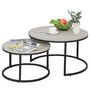 Voir la diapositive 1 : HOMCOM Lot de 2 tables basses rondes gigogne empilables plateau MDF gris et pieds en métal noir