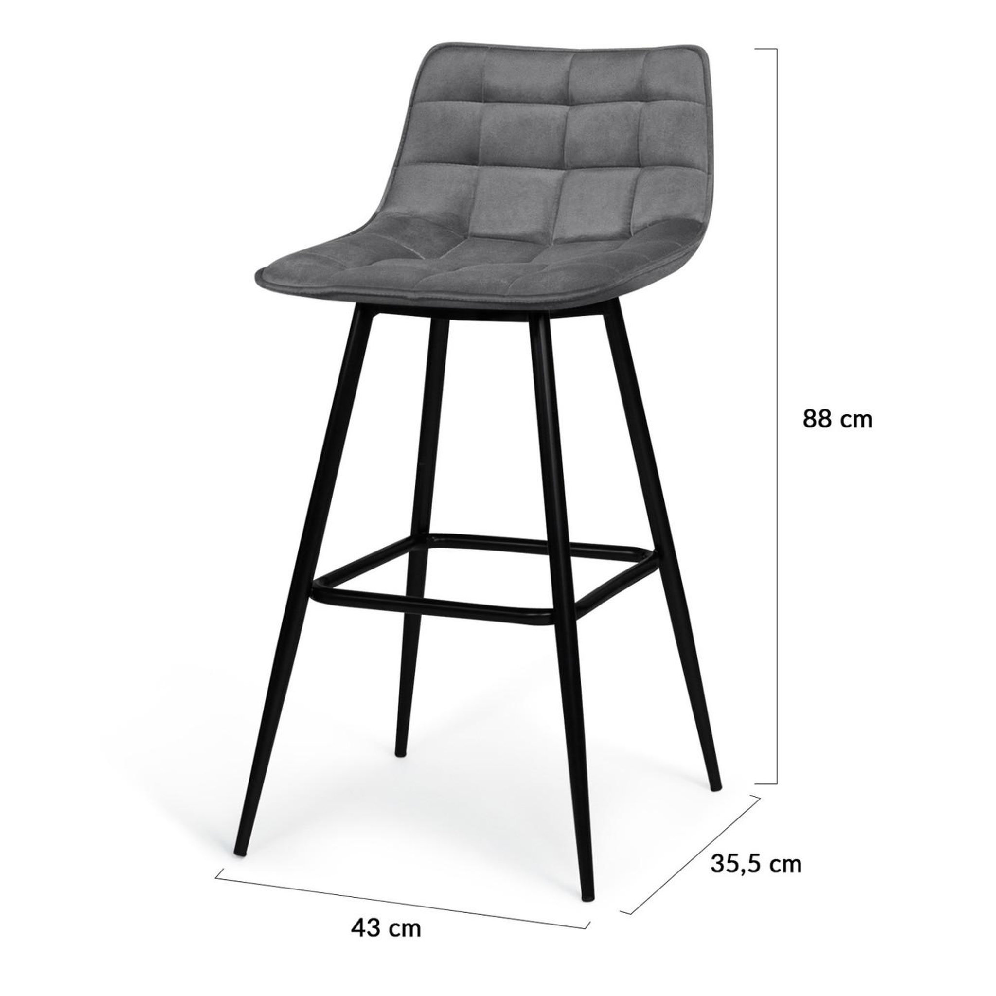 Voir la diapositive 5 : ID MARKET Lot de 4 tabourets de bar mady en velours gris clair