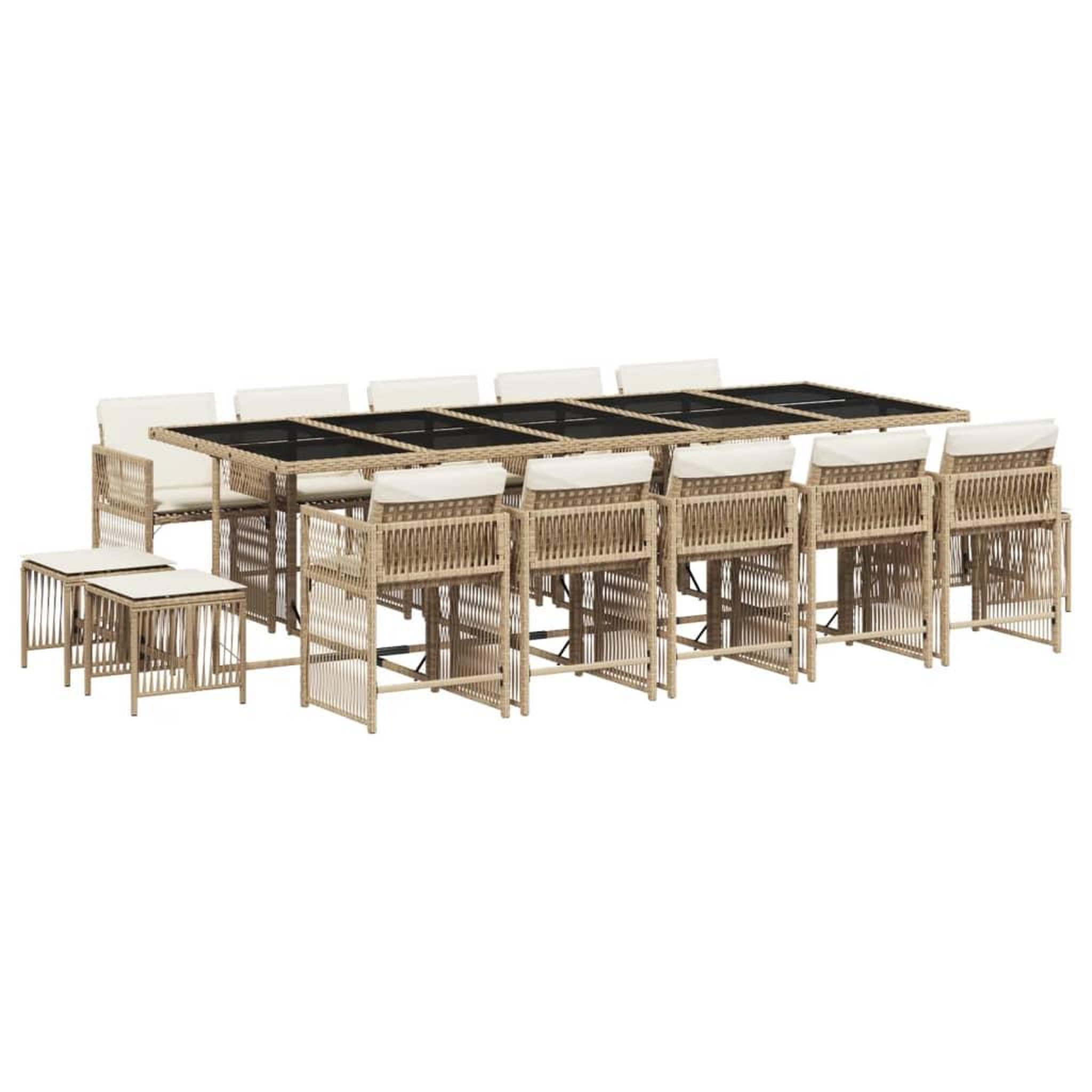 Voir la diapositive 2 : VIDAXL Ensemble a manger de jardin et coussins 15 pcs beige