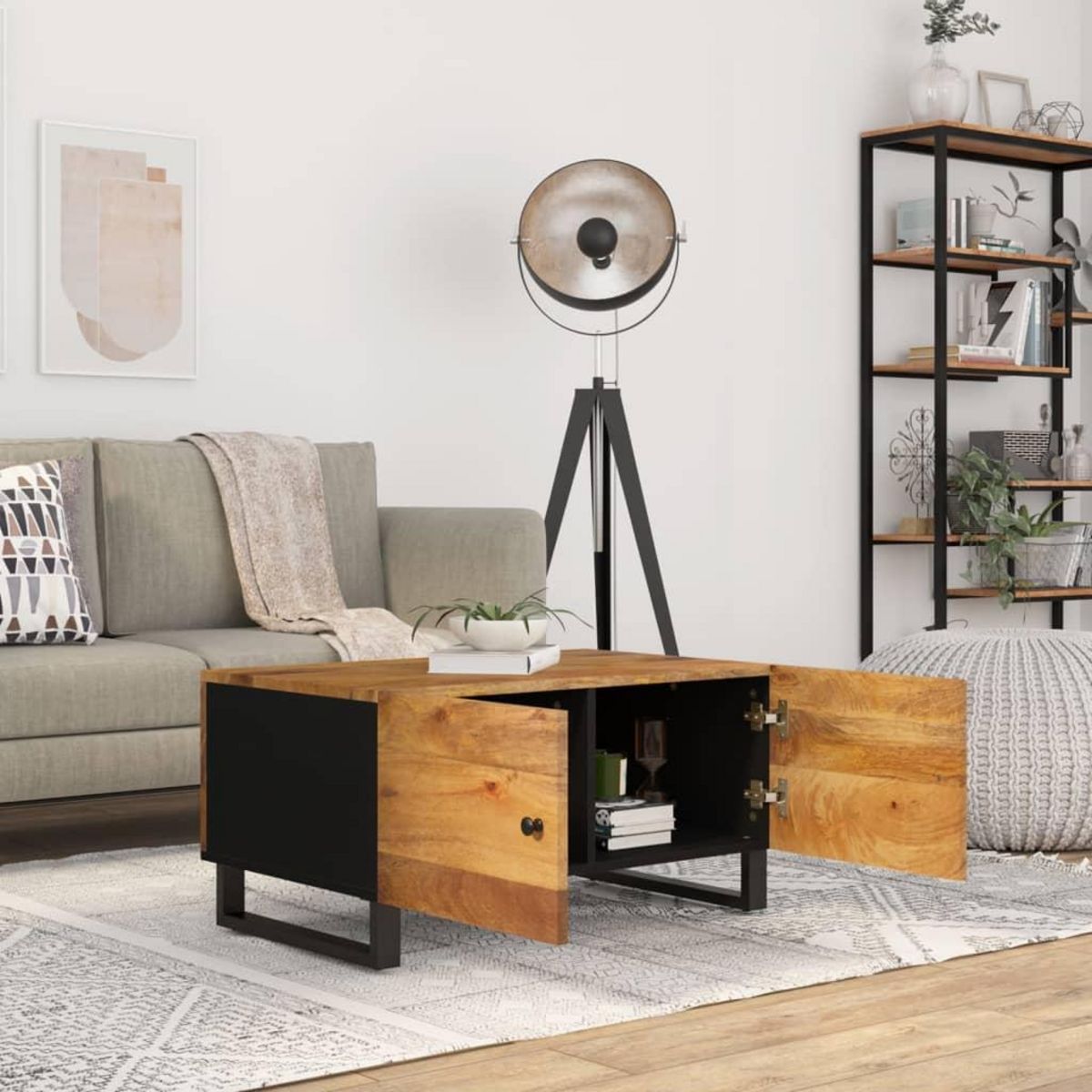 VIDAXL Table basse 80x50x40 cm Bois de manguier solide et d'ingenierie