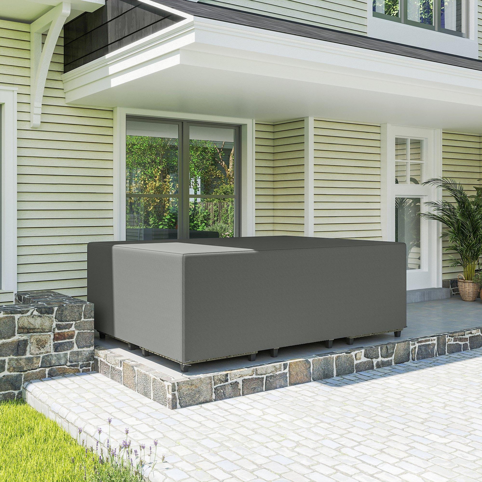 Voir la diapositive 6 : OUTSUNNY Housse de meubles de jardin imperméable tissu oxford 600d gris