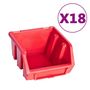 Voir la diapositive 2 : VIDAXL Kit de bacs de stockage et panneaux muraux 80 pcs Rouge et noir