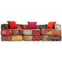 Voir la diapositive 5 : VIDAXL Pouf modulaire a 3 places Patchwork Tissu
