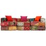 Voir la diapositive 5 : VIDAXL Pouf modulaire a 3 places Patchwork Tissu