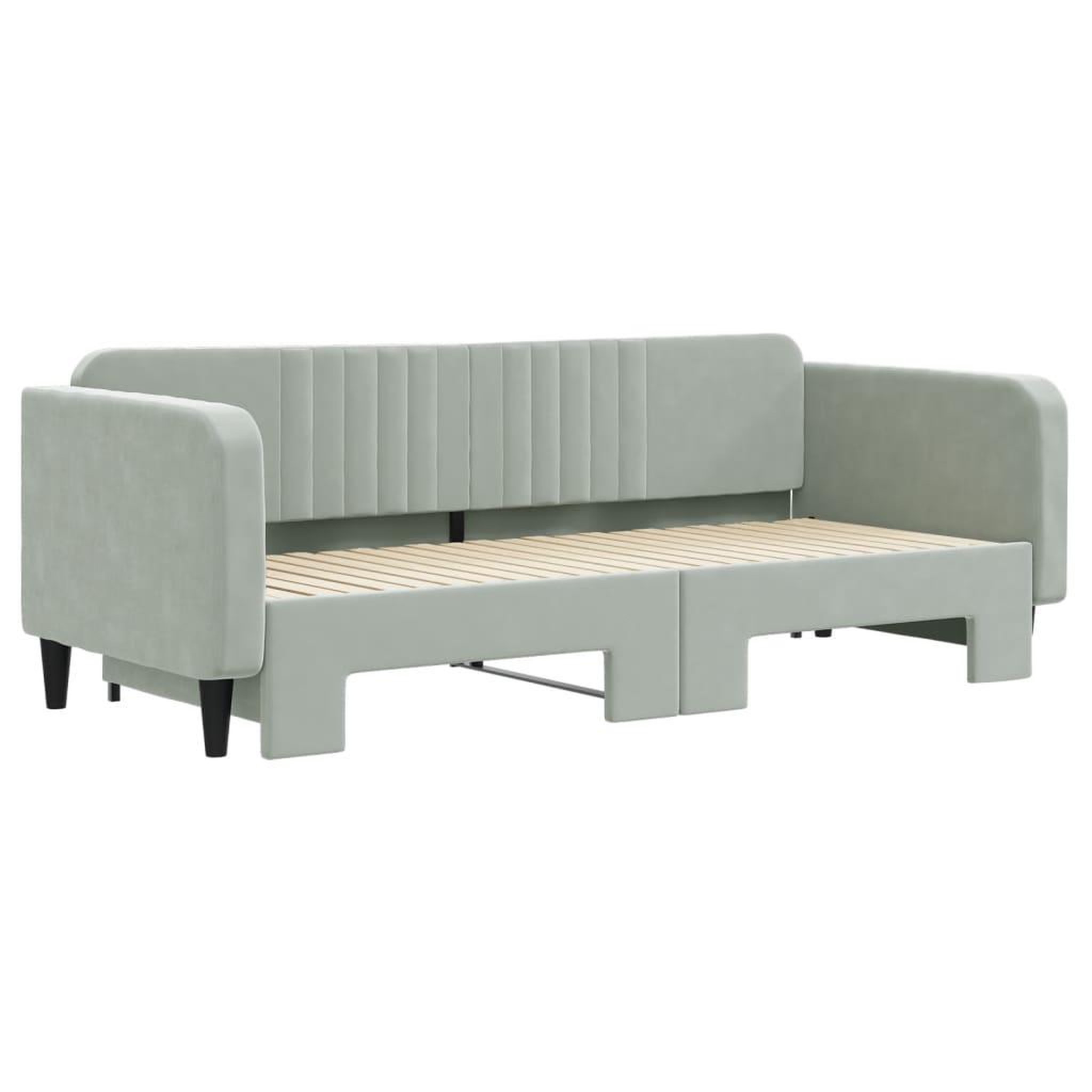 Voir la diapositive 3 : VIDAXL Lit de jour avec gigogne sans matelas gris clair 90x200 cm