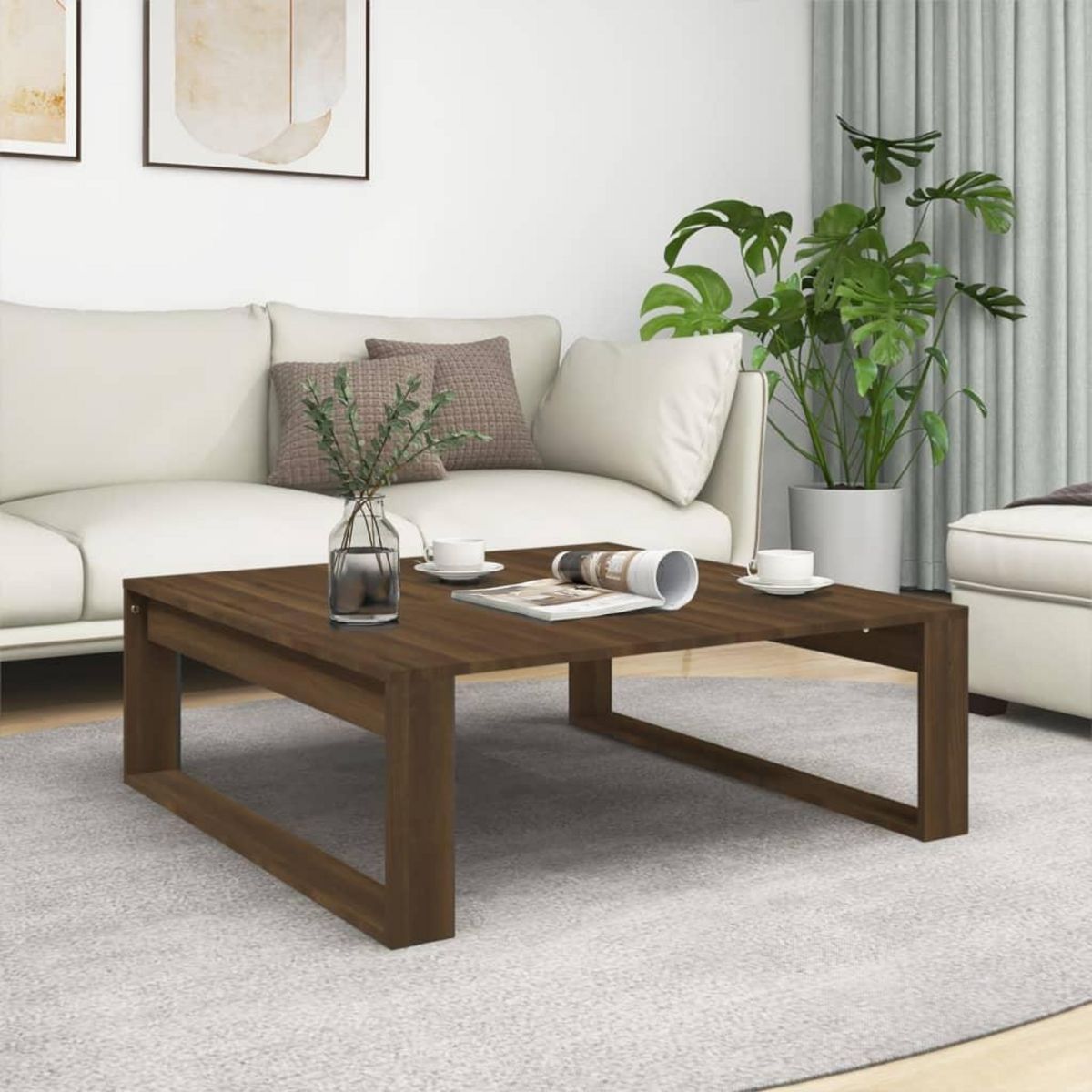 VIDAXL Table basse Chene marron 100x100x35 cm Bois d'ingenierie