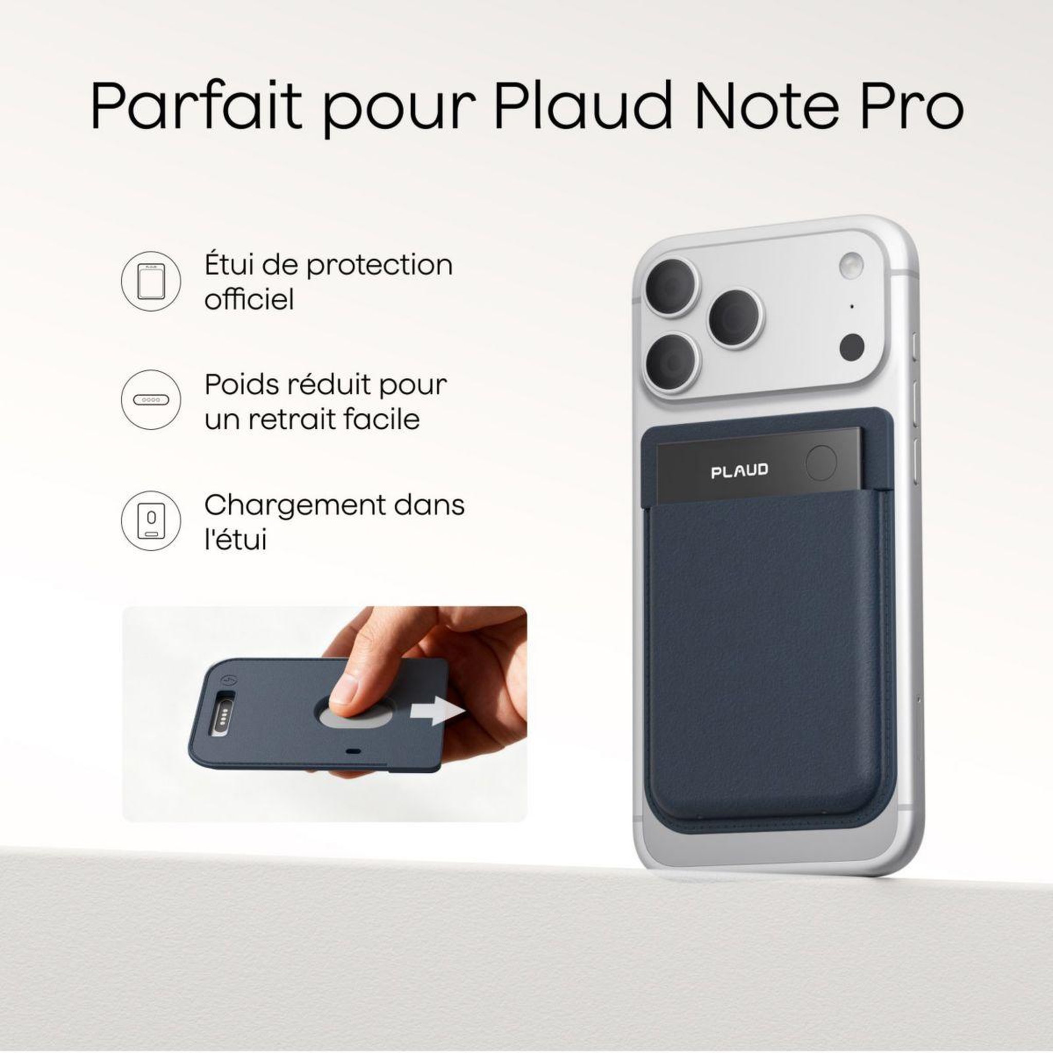 Voir la diapositive 3 : PLAUD Folio magnetic case dark blue